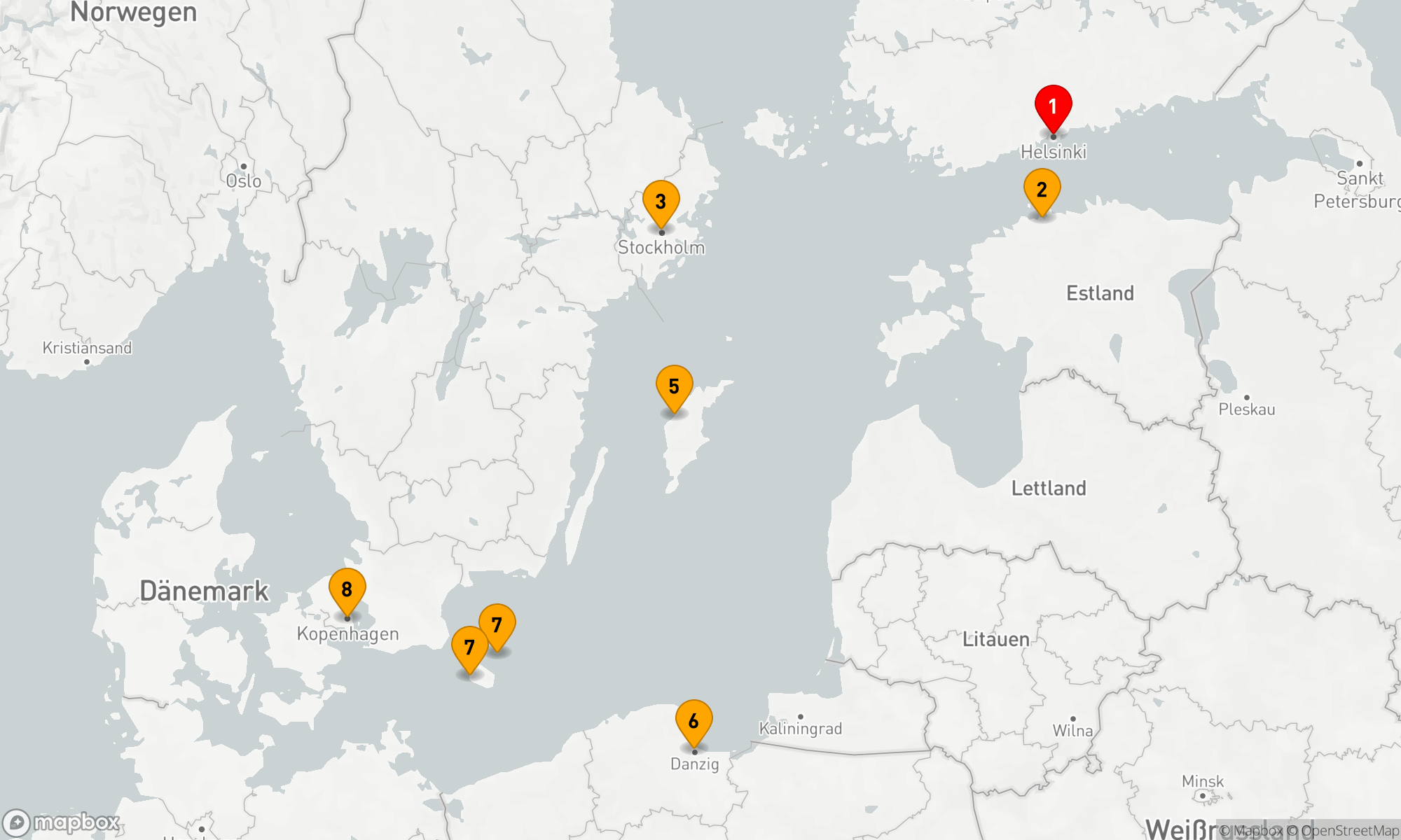 Route 7 Nächte - Hauptstädte und berühmte Städte der Ostsee