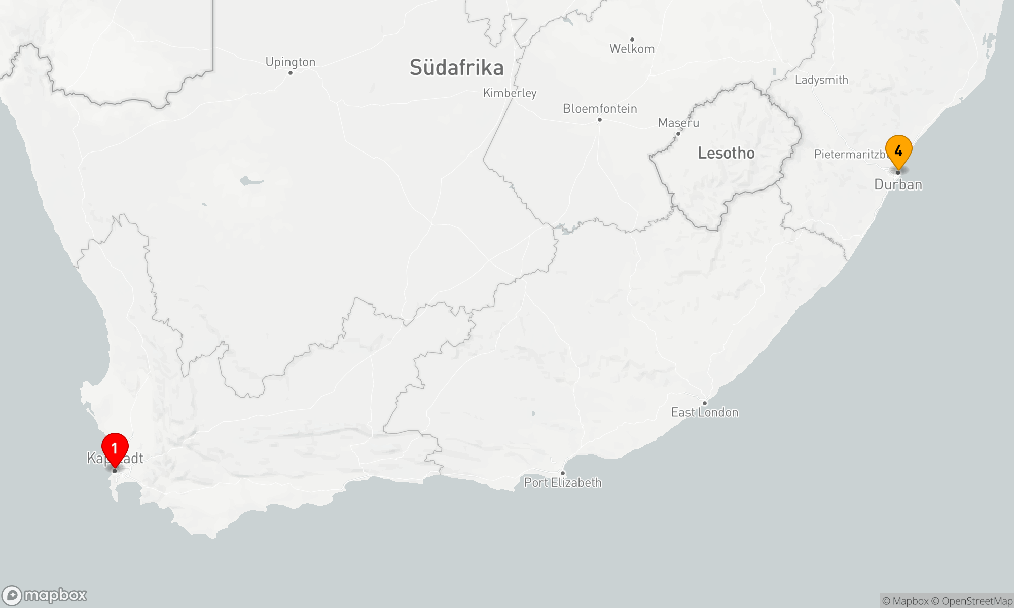 Route 3 Nächte - Küste der Regenbogen-Nation