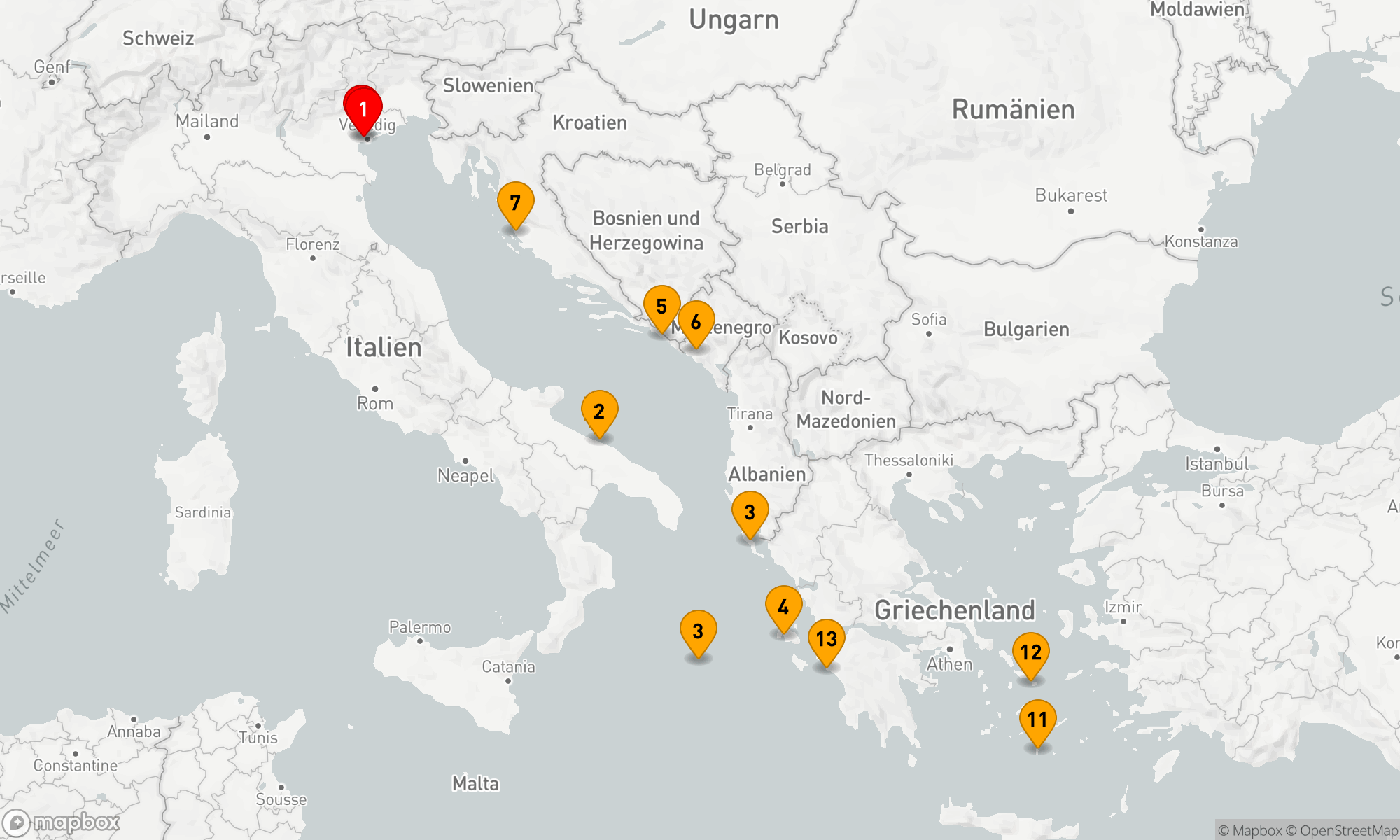 Route 14 Nächte - Mediterrane Entdeckungsreise – Von Venedigs Zauber zu Griechenlands Juwelen