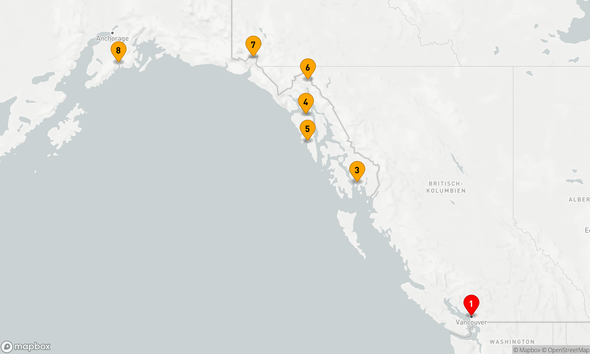 Route 7 Nächte - NORDWÄRTS ALASKA & HUBBARD GLETSCHER