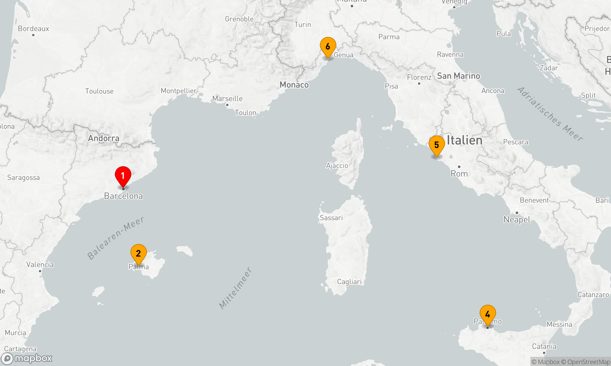 Route 5 Nächte - Mittelmeerzauber und italienische Impressionen