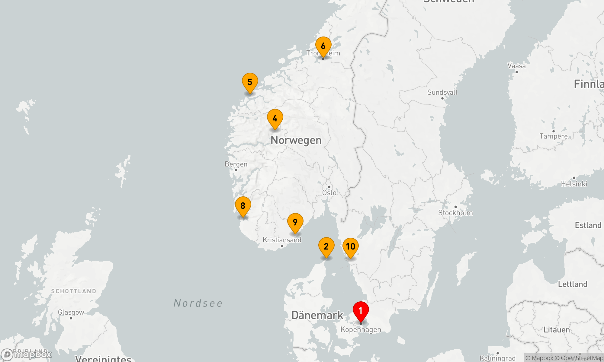 Route 10 Nächte - KREUZFAHRT DÄNEMARK,  NORWEGEN & SCHWEDEN: KOPENHAGEN,  TRONDHEIM & GOTHENBURG