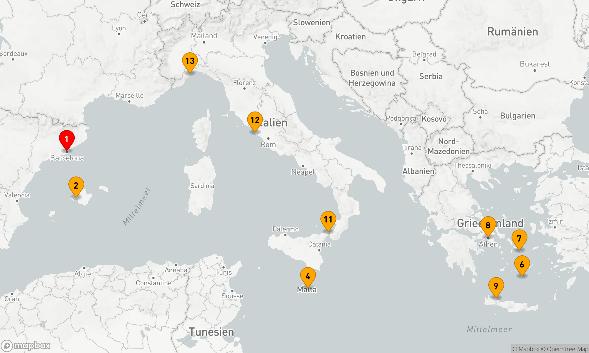 Route 14 Nächte - Mittelmeerzauber: Inseln und Metropolen entdecken