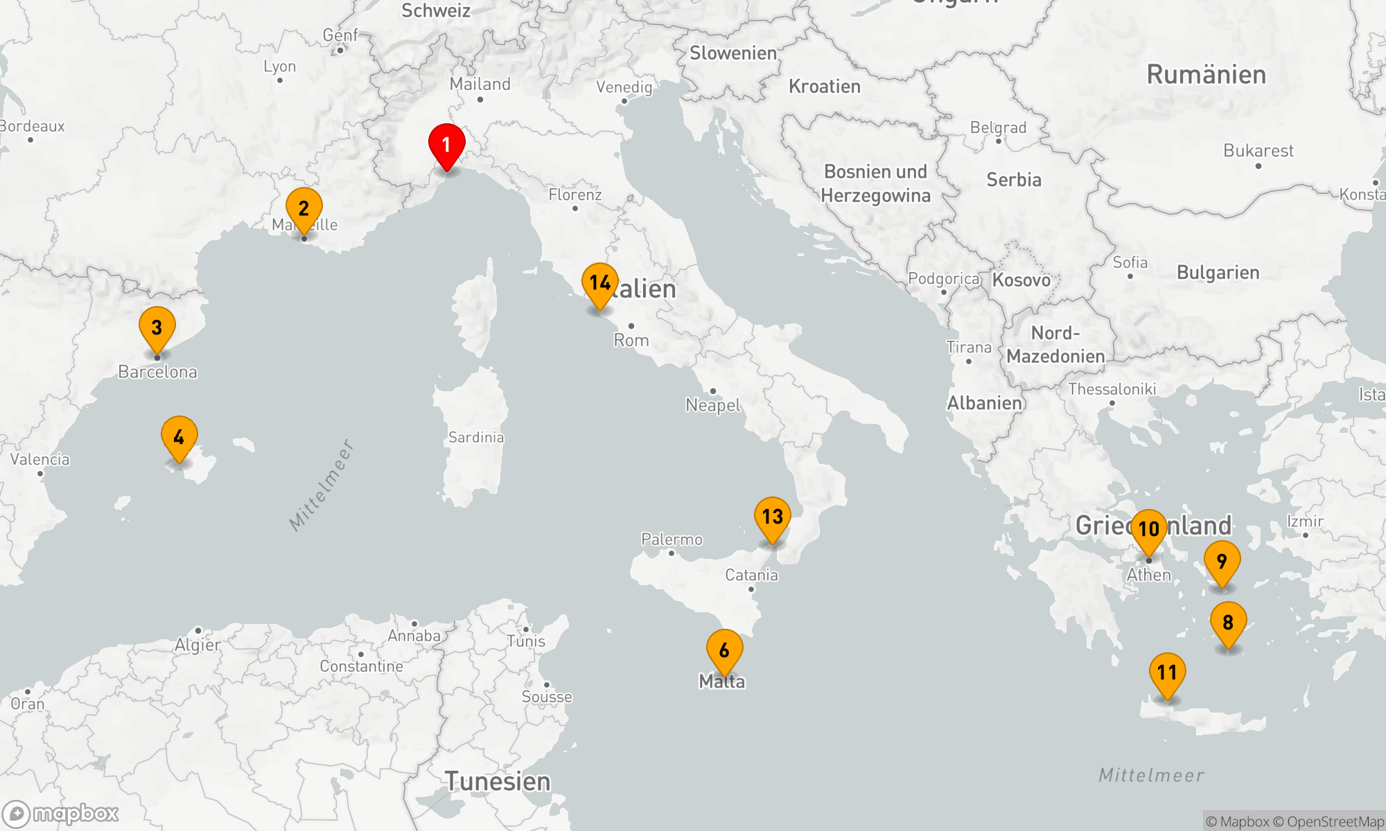 Route 14 Nächte - Mediterrane Entdeckungsreise