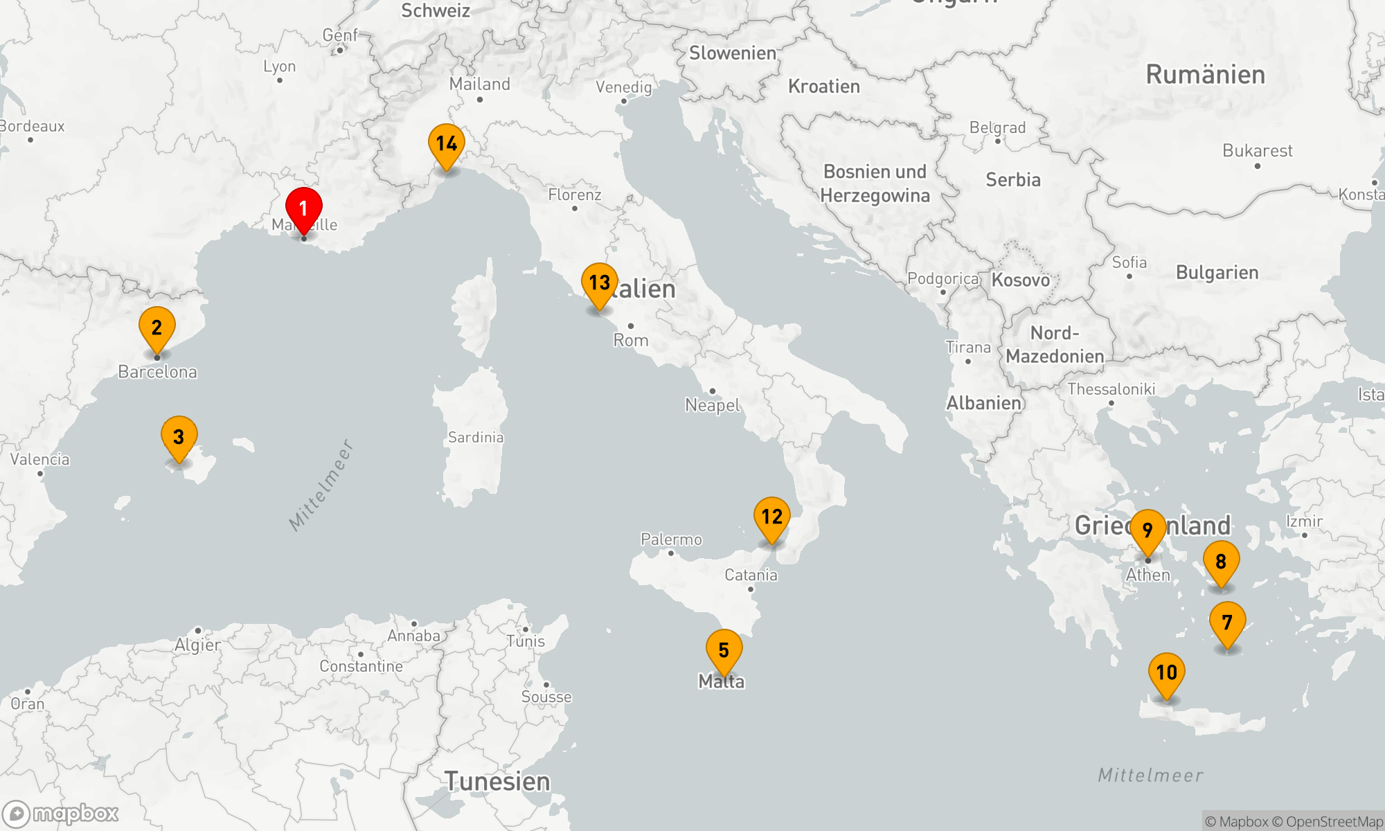 Route 16 Nächte - Mediterrane Entdeckungsträume