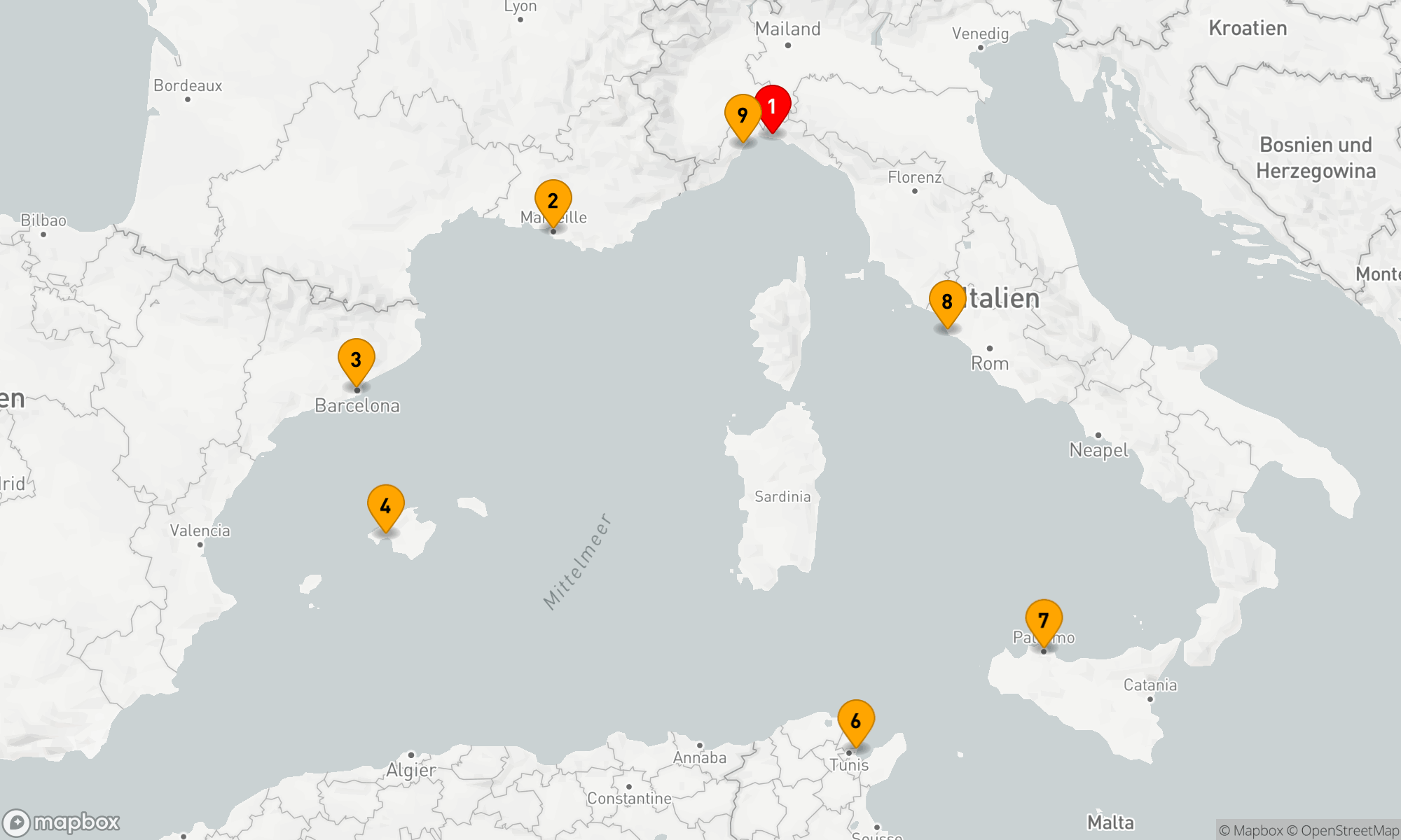 Route 8 Nächte - Mittelmeerzauber: Kulturmetropolen und Küstenperlen