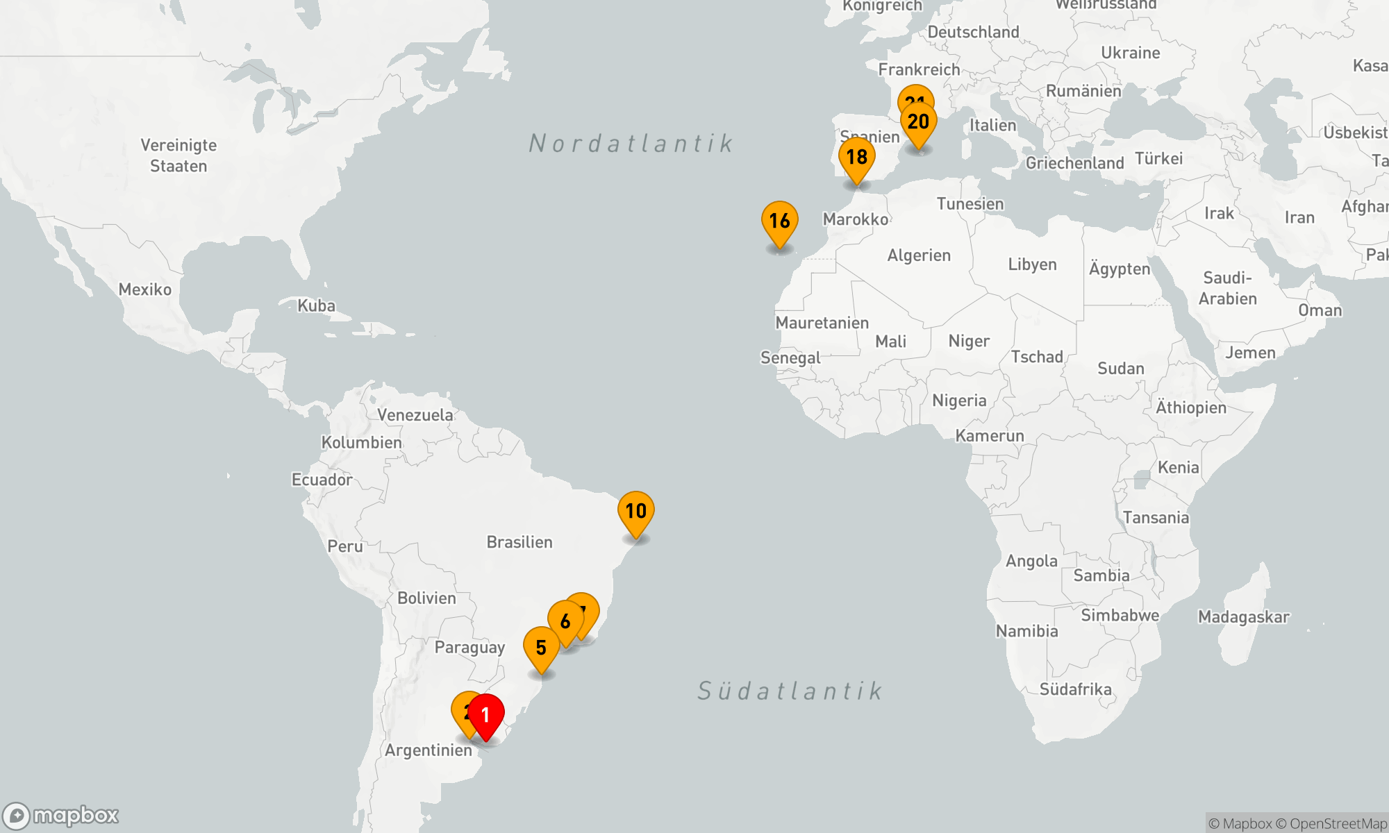 Route 20 Nächte - Südamerikanische Entdeckungen und Mittelmeerzauber