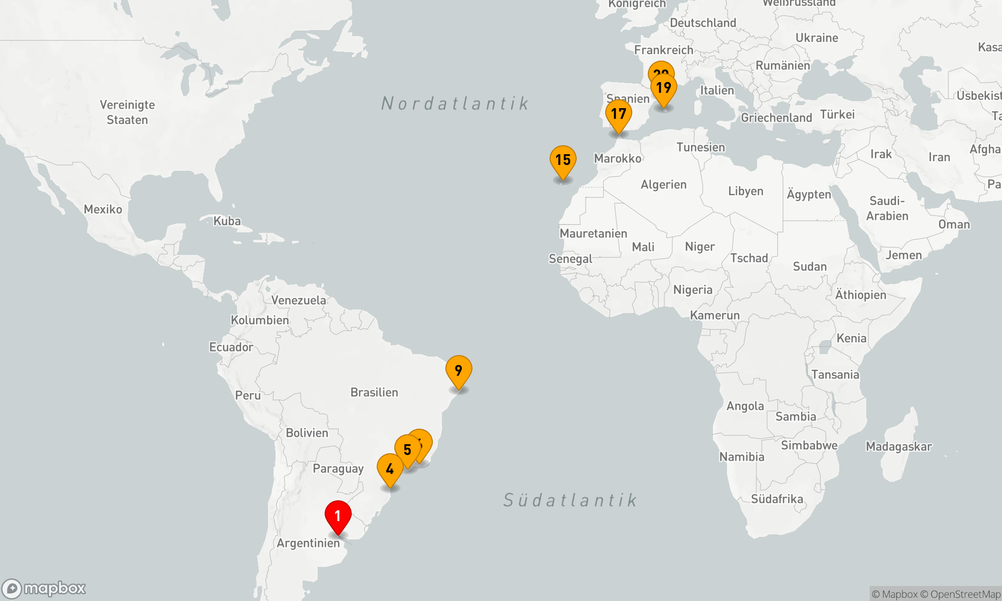 Route 19 Nächte - Von Südamerika nach Europa: Entdeckungsreise über den Atlantik