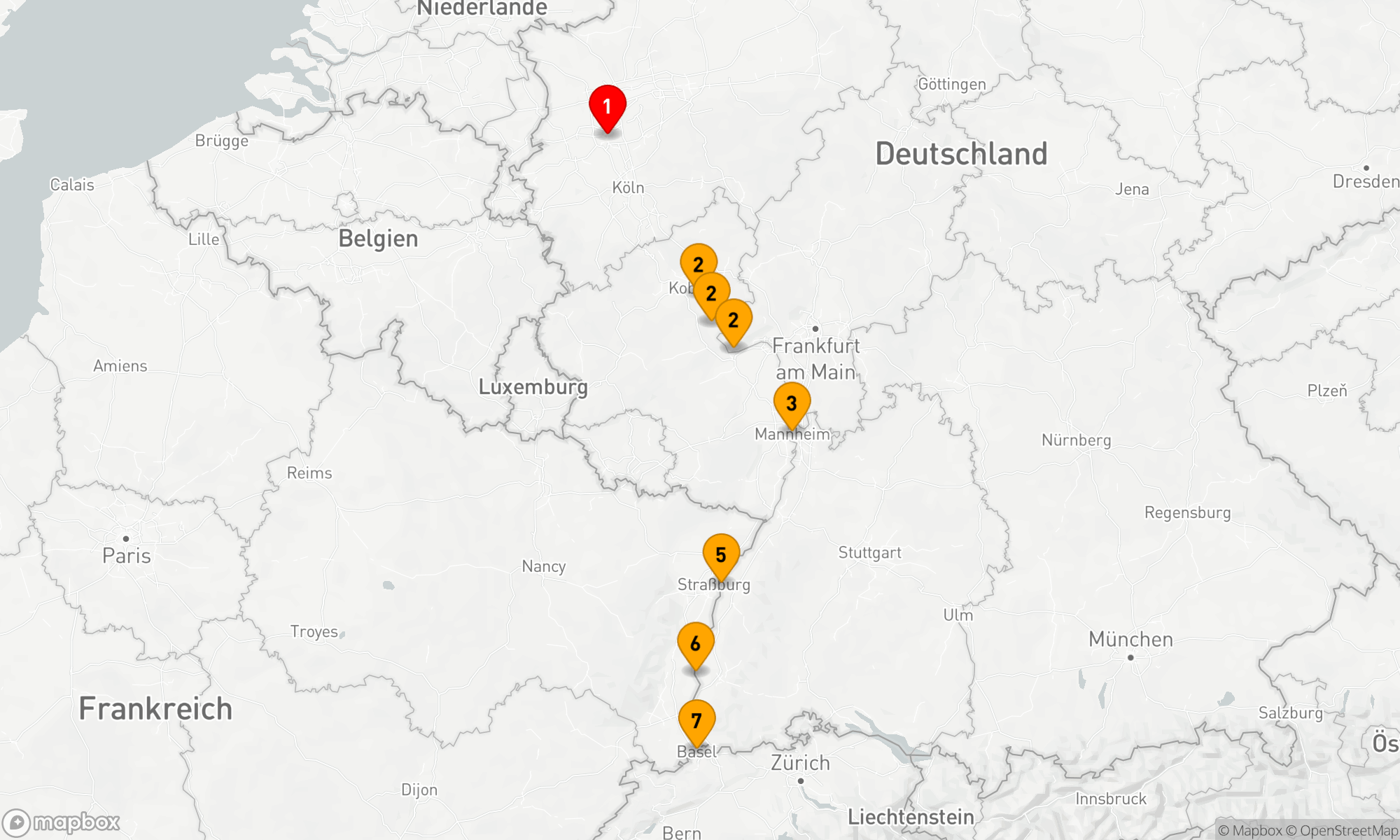 Route 7 Nächte - Kulturperlen am Rhein