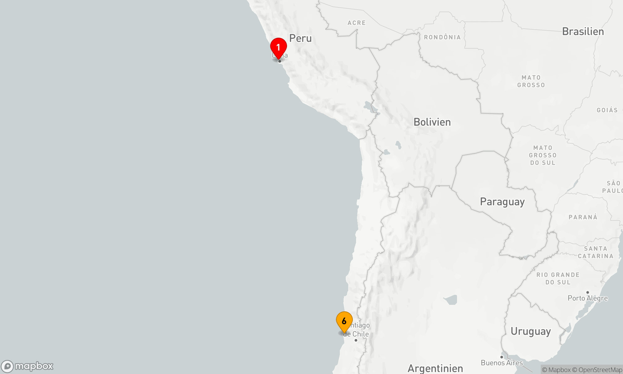 Route 5 Nächte - Ozean-Kreuzfahrt : Callao - Valparaiso