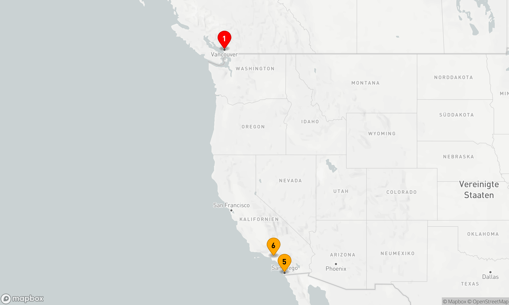 Route 5 Nächte - Pazifische Küste