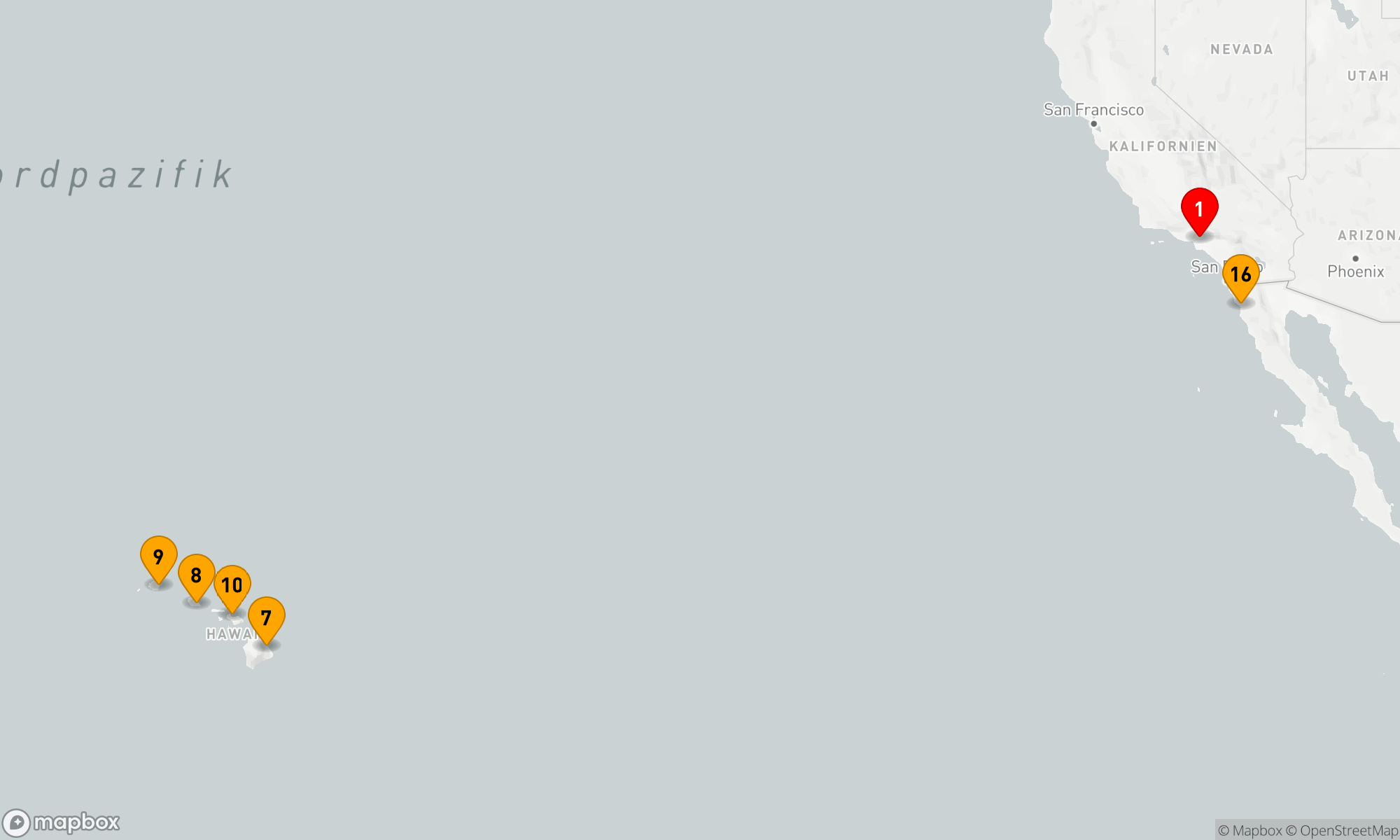 Route 16 Nächte - Hawaii-Inseln