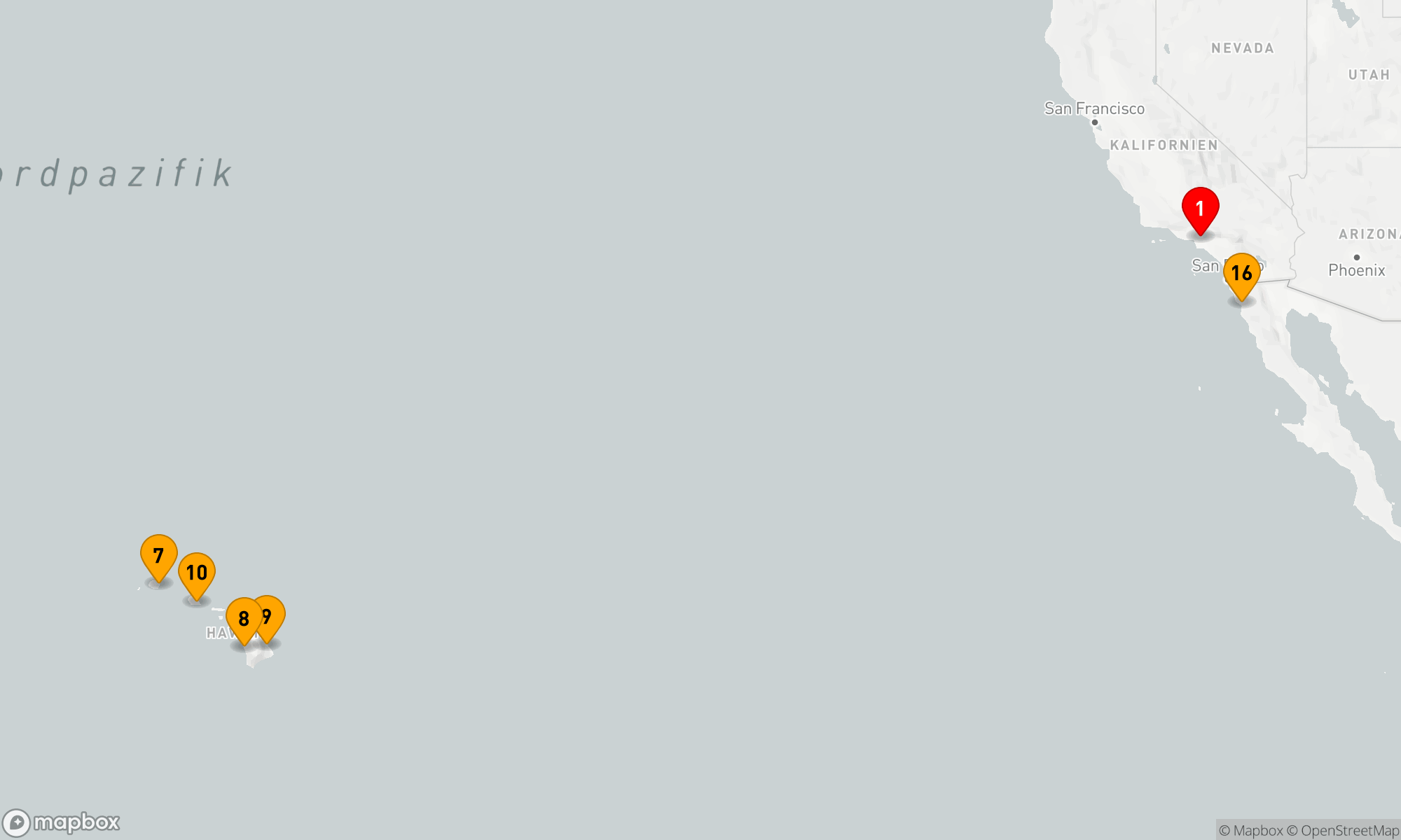 Route 16 Nächte - Hawaii-Inseln Urlaub