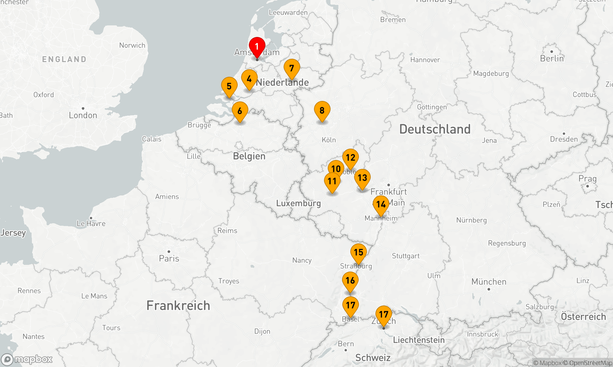 Route 16 Nächte - Romantischer Rhein & Mosel mit Amsterdam
