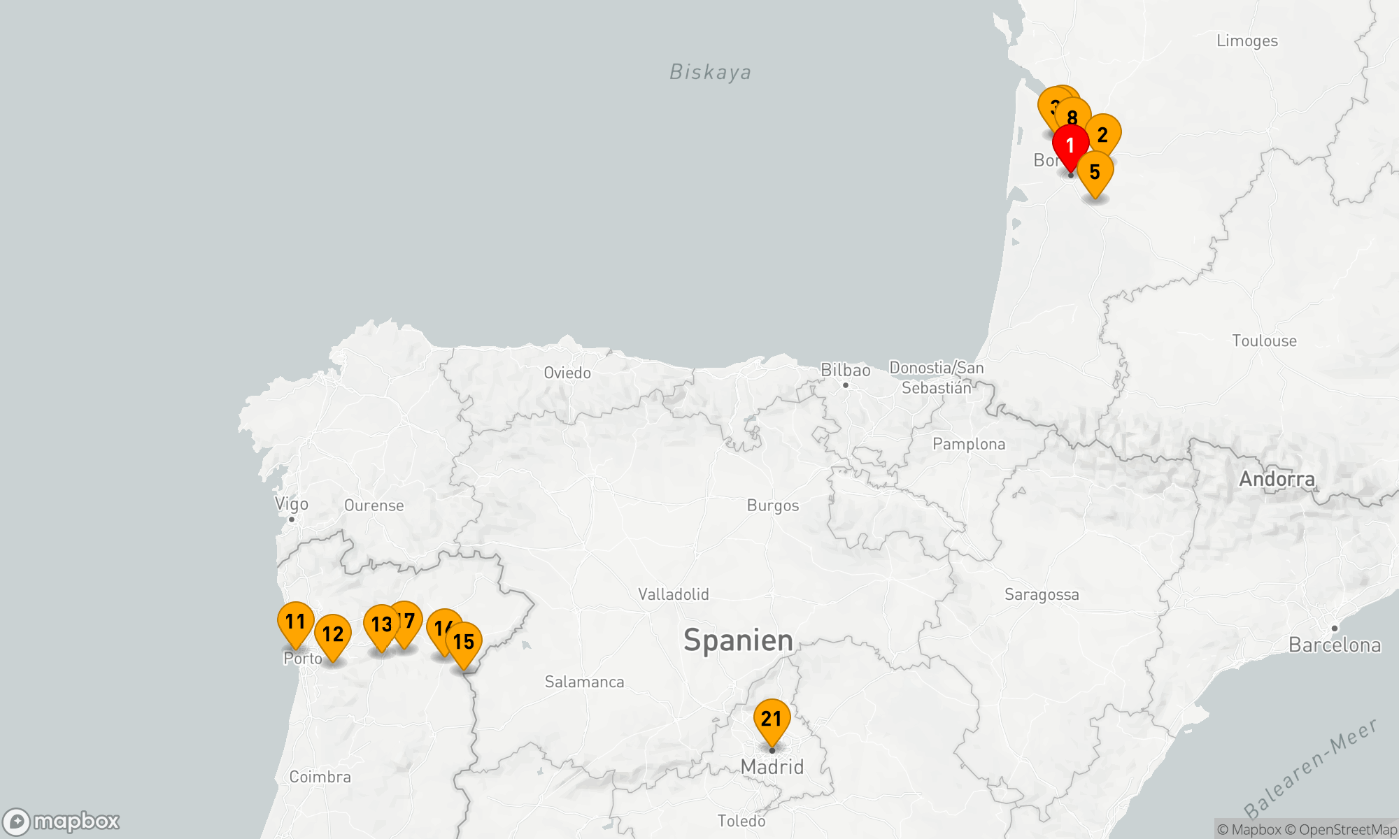 Route 23 Nächte - Wunderschönes Bordeaux & Unvergesslicher Douro mit Madrid
