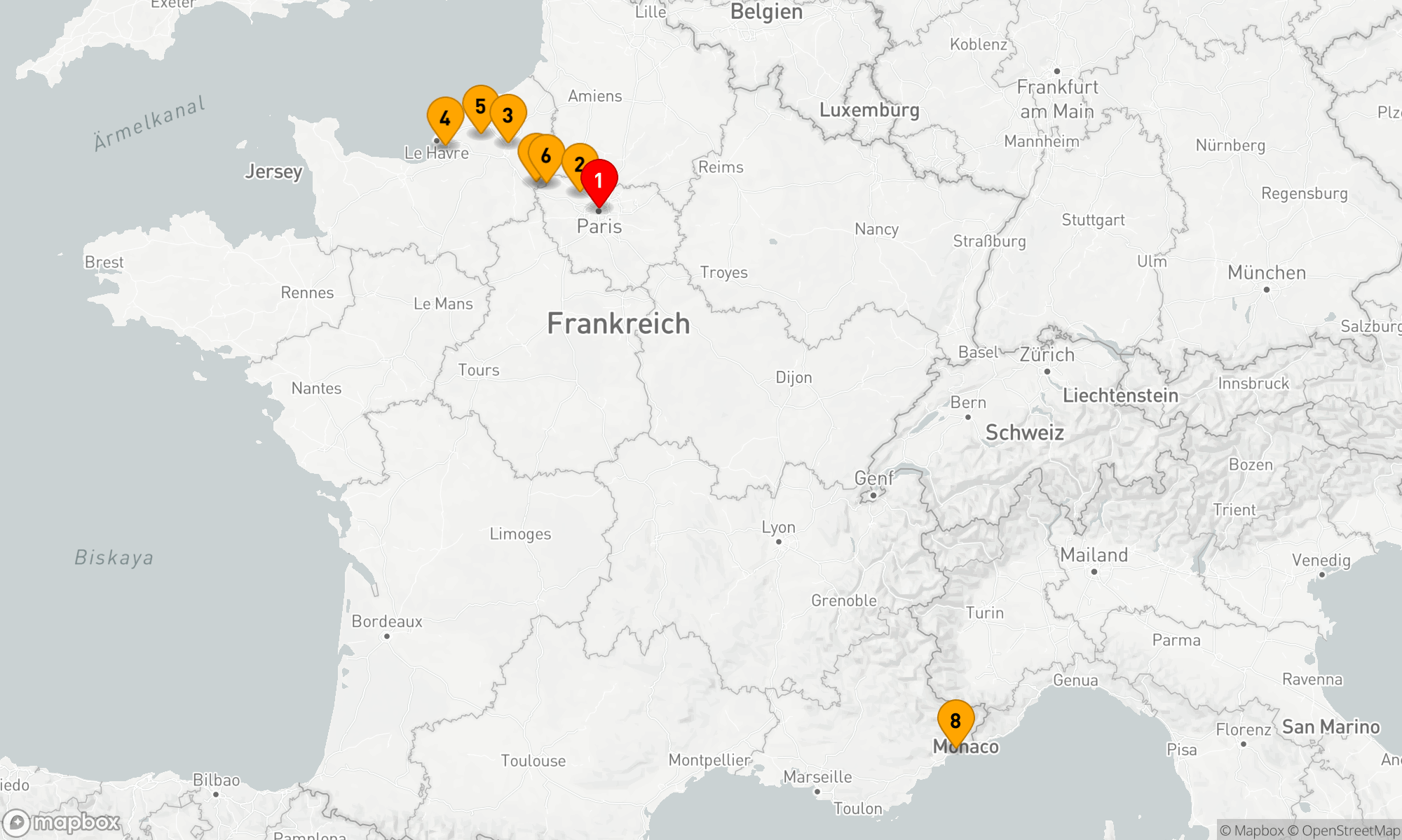 Route 10 Nächte - Highlights der Normandie & Seine mit Côte d'Azur