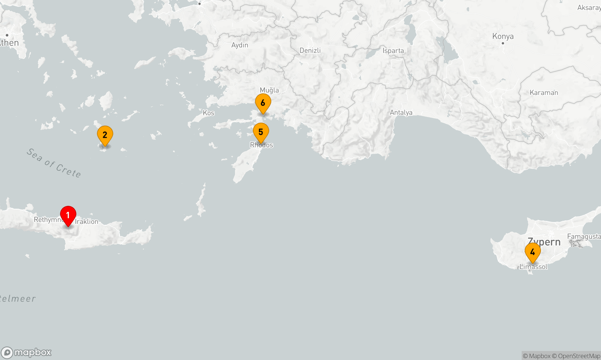 Route 7 Nächte - Östliches Mittelmeer mit Rhodos