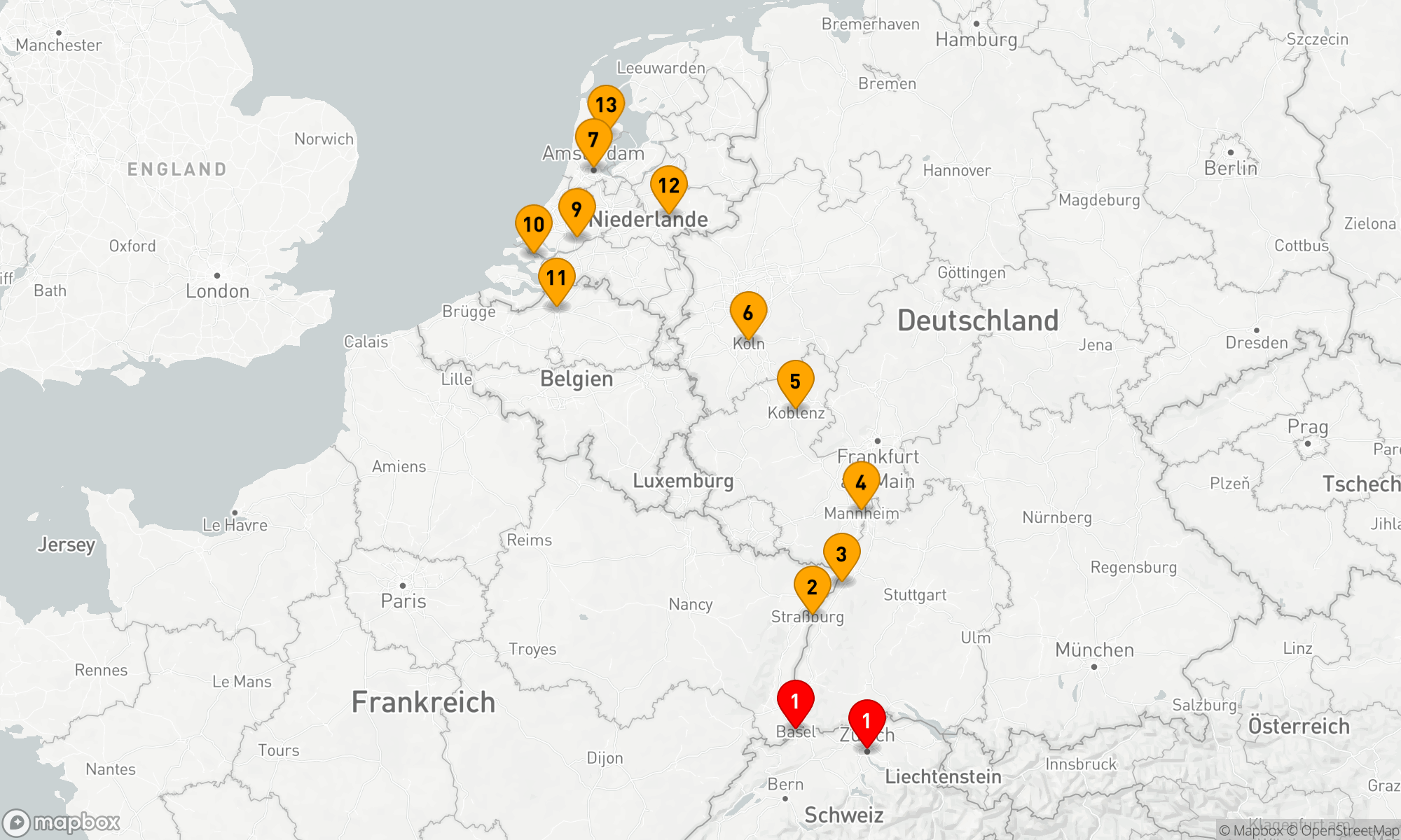 Route 14 Nächte - Rhein-Highlights,  Windmühlen,  Tulpen und belgische Köstlichkeiten