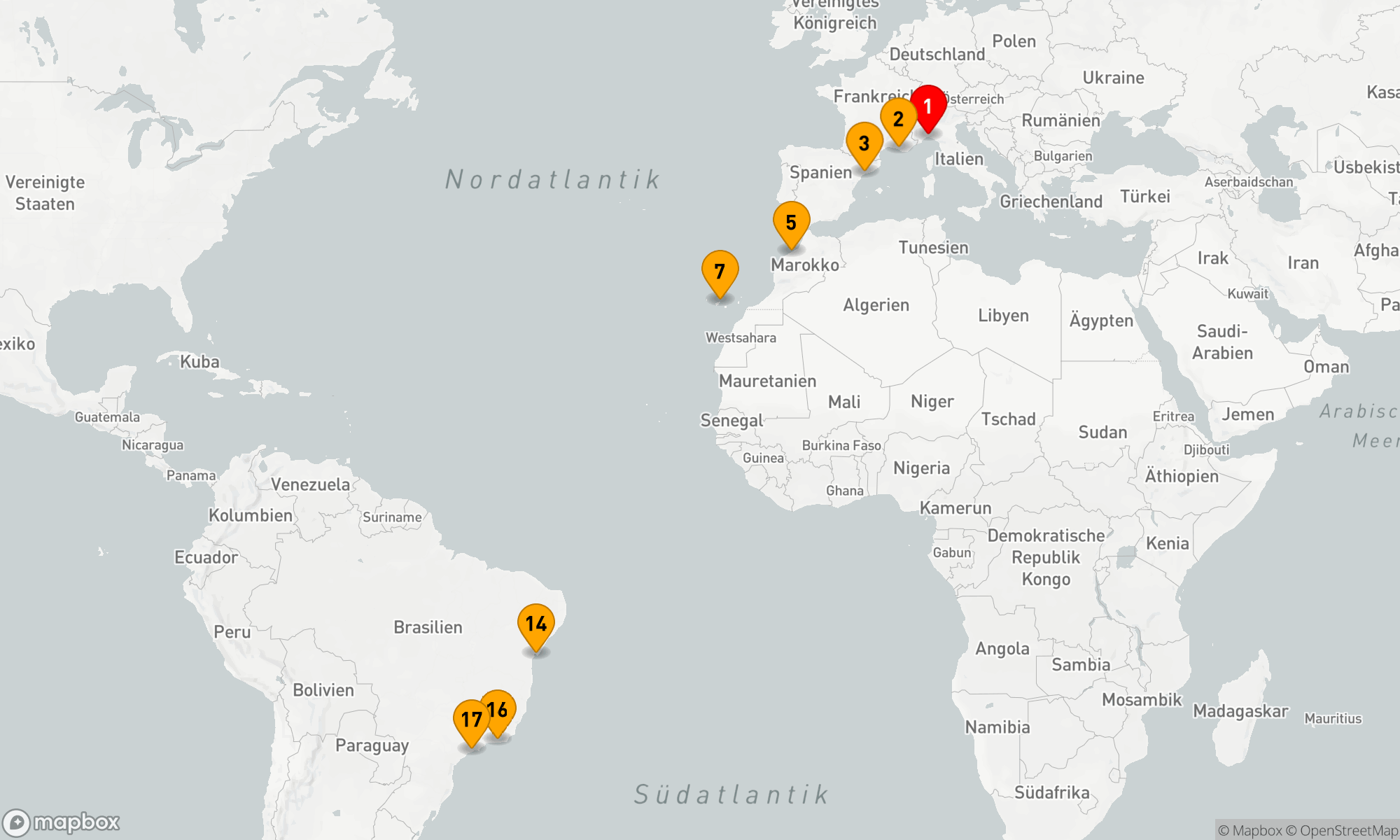 Route 16 Nächte - Kulinarische Kulturen und Küstenzauber: Von Europa nach Südamerika