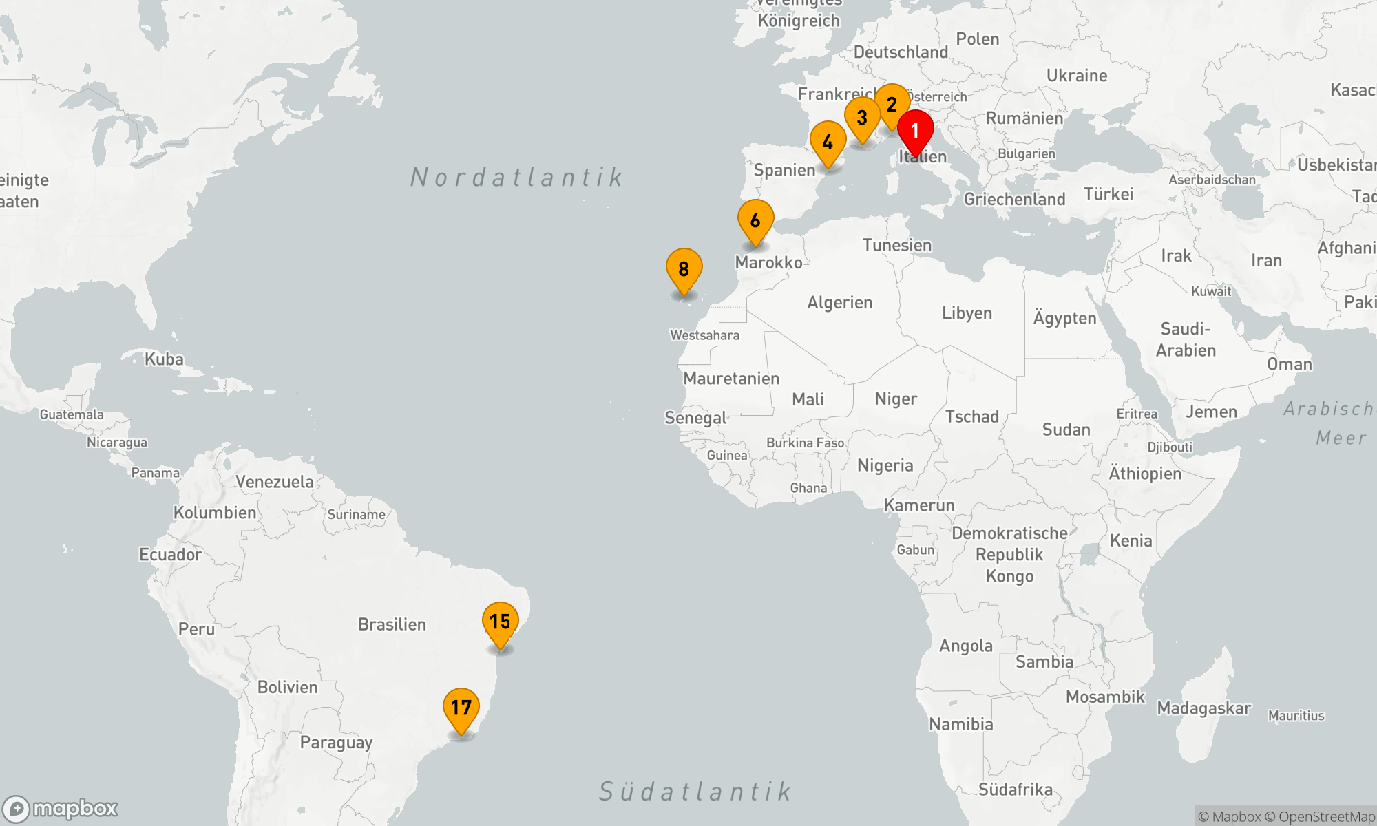 Route 16 Nächte - Von Rom nach Rio: Mediterrane Entdeckungsreise und Atlantiküberquerung