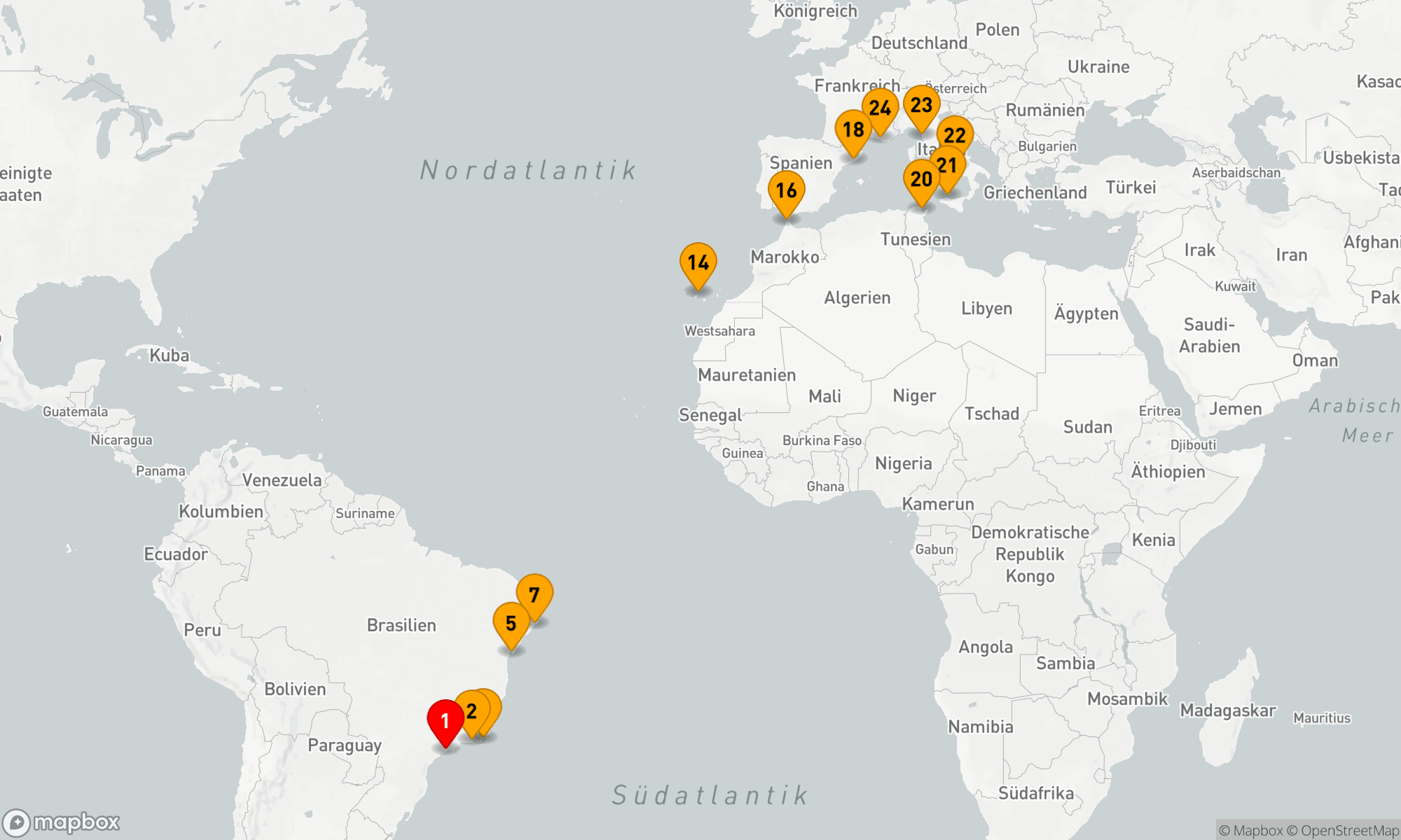 Route 23 Nächte - Von Brasilien bis zum Mittelmeer: Höhepunkte und Entdeckungen