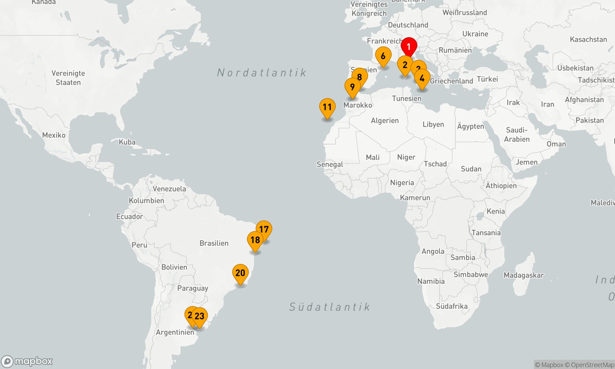 Route 23 Nächte - Von Europa nach Südamerika: Kultur- und Küstenschätze