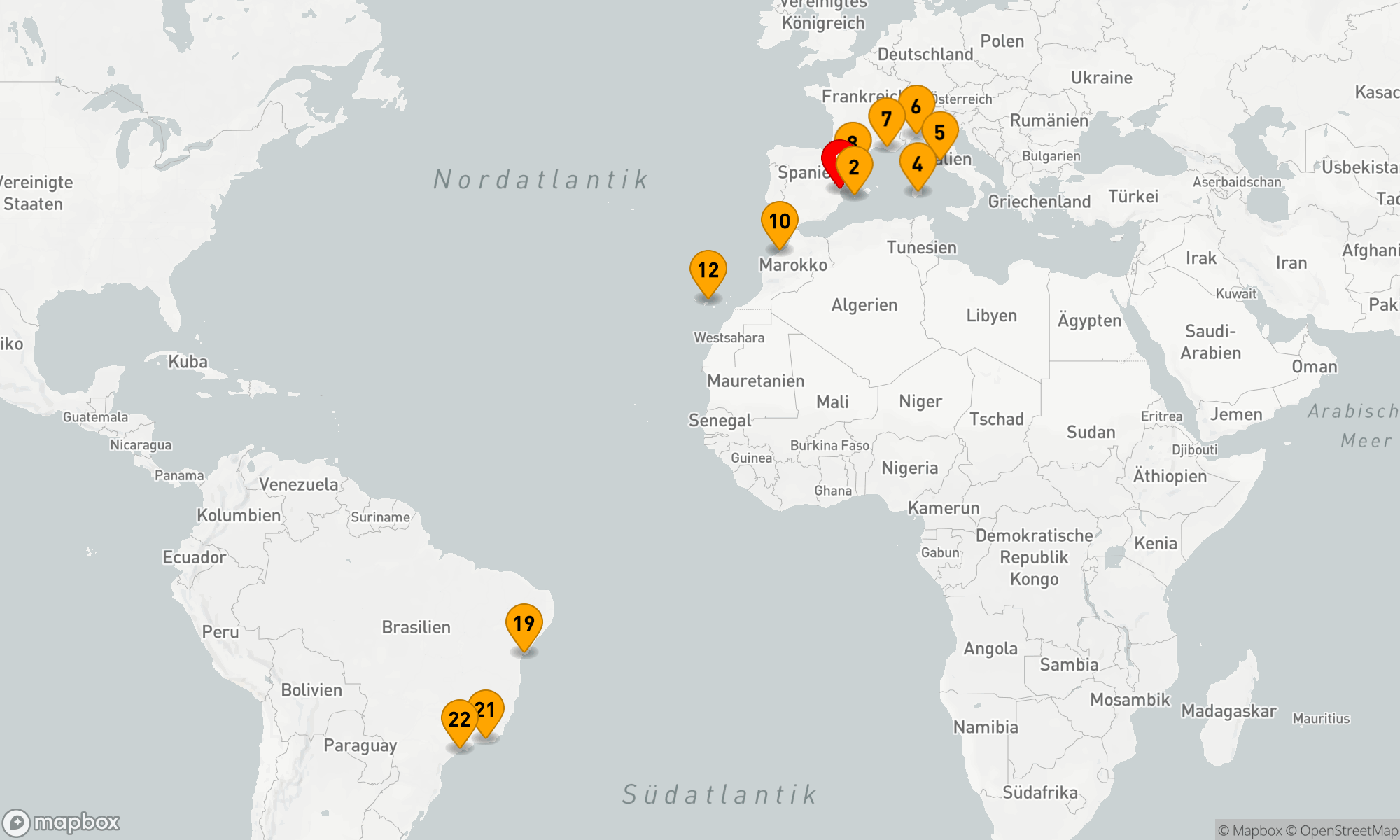 Route 21 Nächte - Entdeckungsreise von Mittelmeer zu den Farben Brasiliens