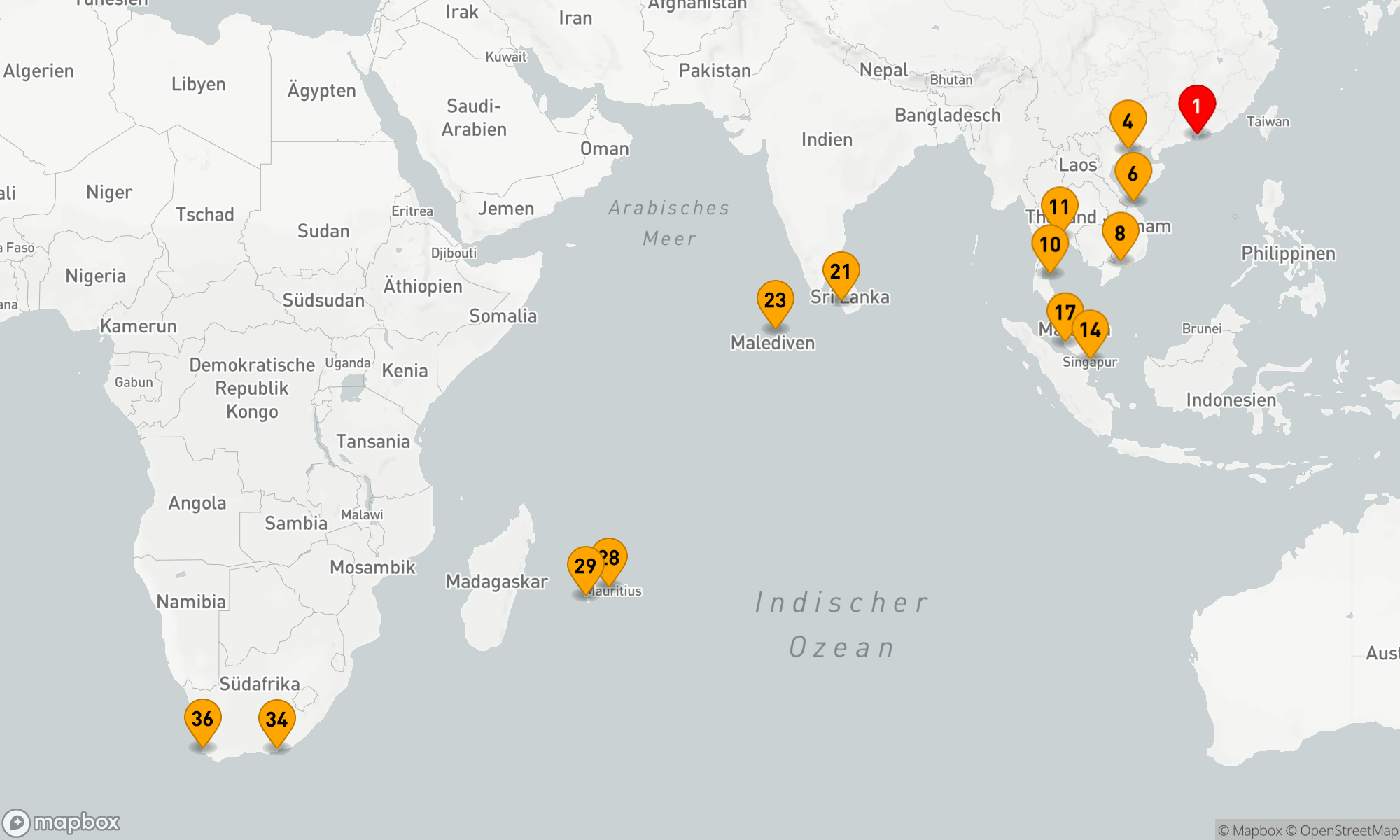 Route 36 Nächte - Indischer Ozean mit Mauritius