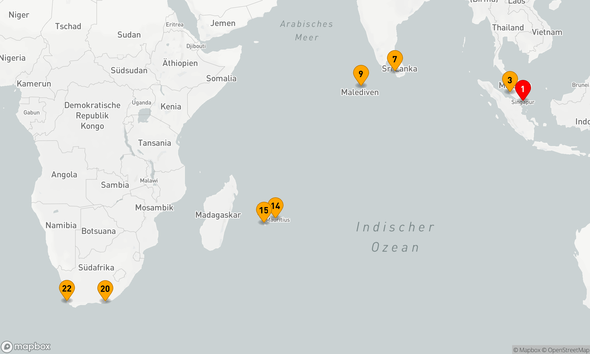 Route 22 Nächte - Indischer Ozean mit Mauritius