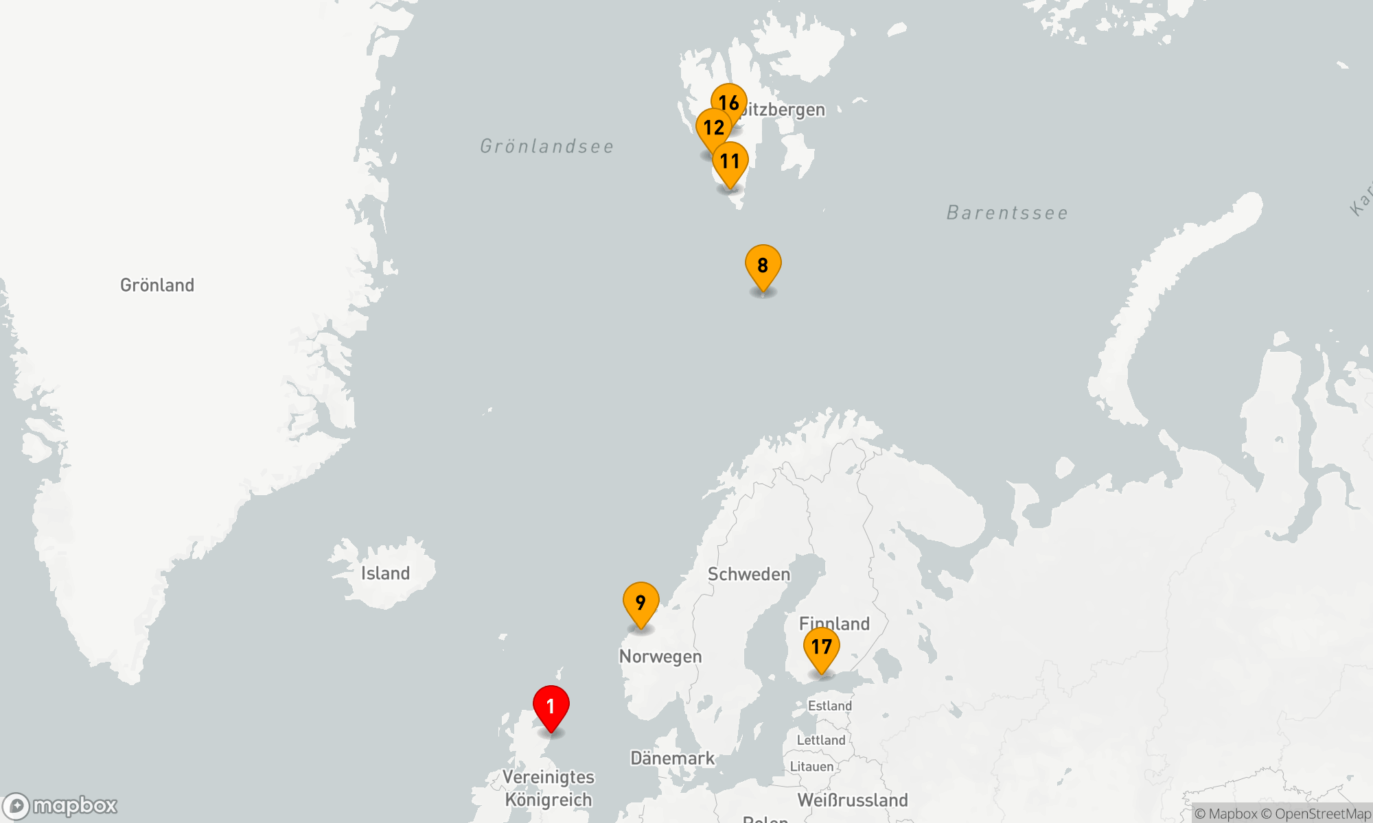 Route 16 Nächte - Von Schottland nach Spitzbergen: Papageientaucher,  Meereis und Wildtiere