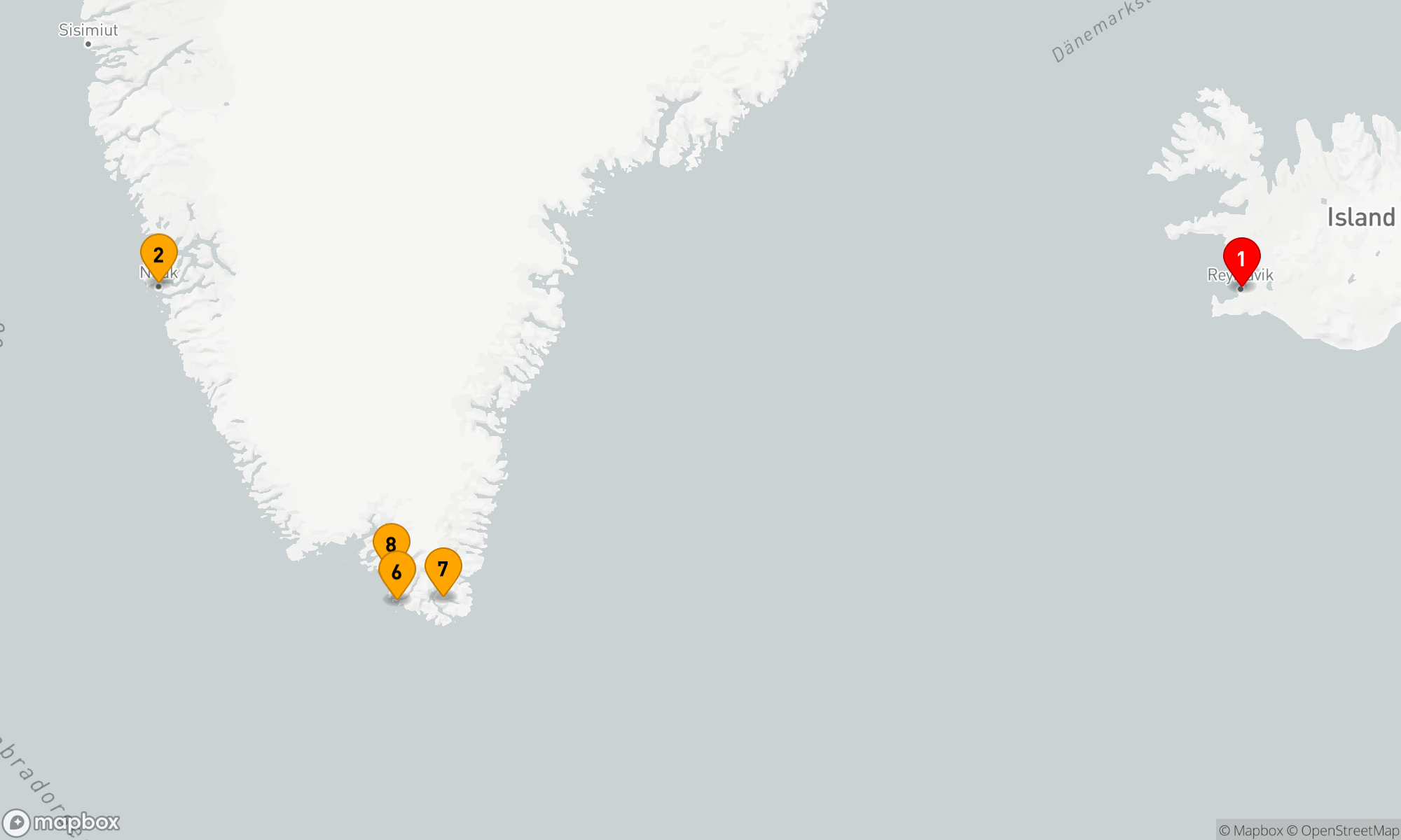 Route 11 Nächte - Südgrönland: Gletscher,  Fjorde und Wikingerkultur erforschen