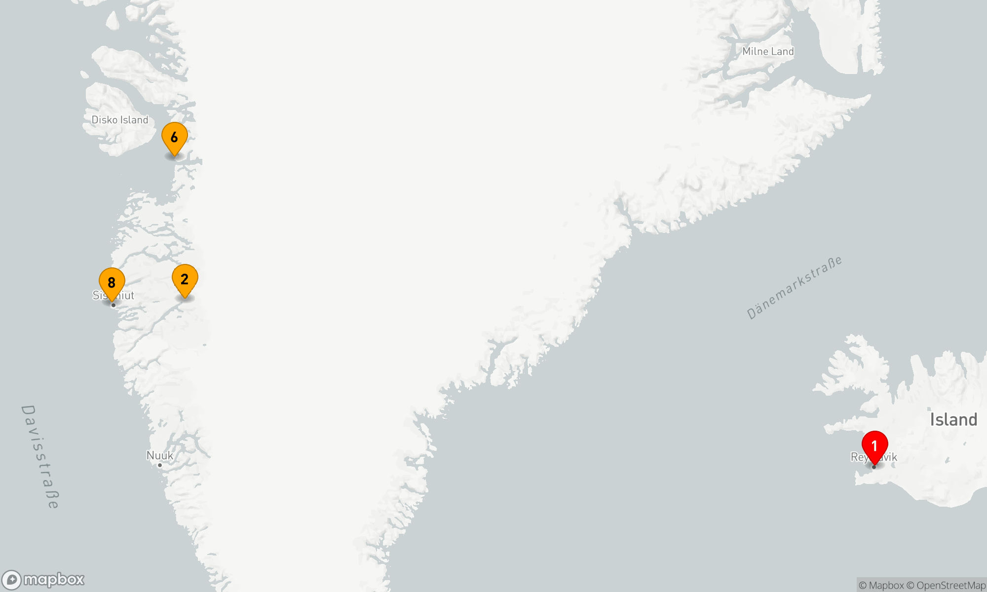Route 10 Nächte - Westgrönland: Auf der Suche nach gewaltigen Eisbergen und Inuit-Gemeinschaften,  Richtung Süden