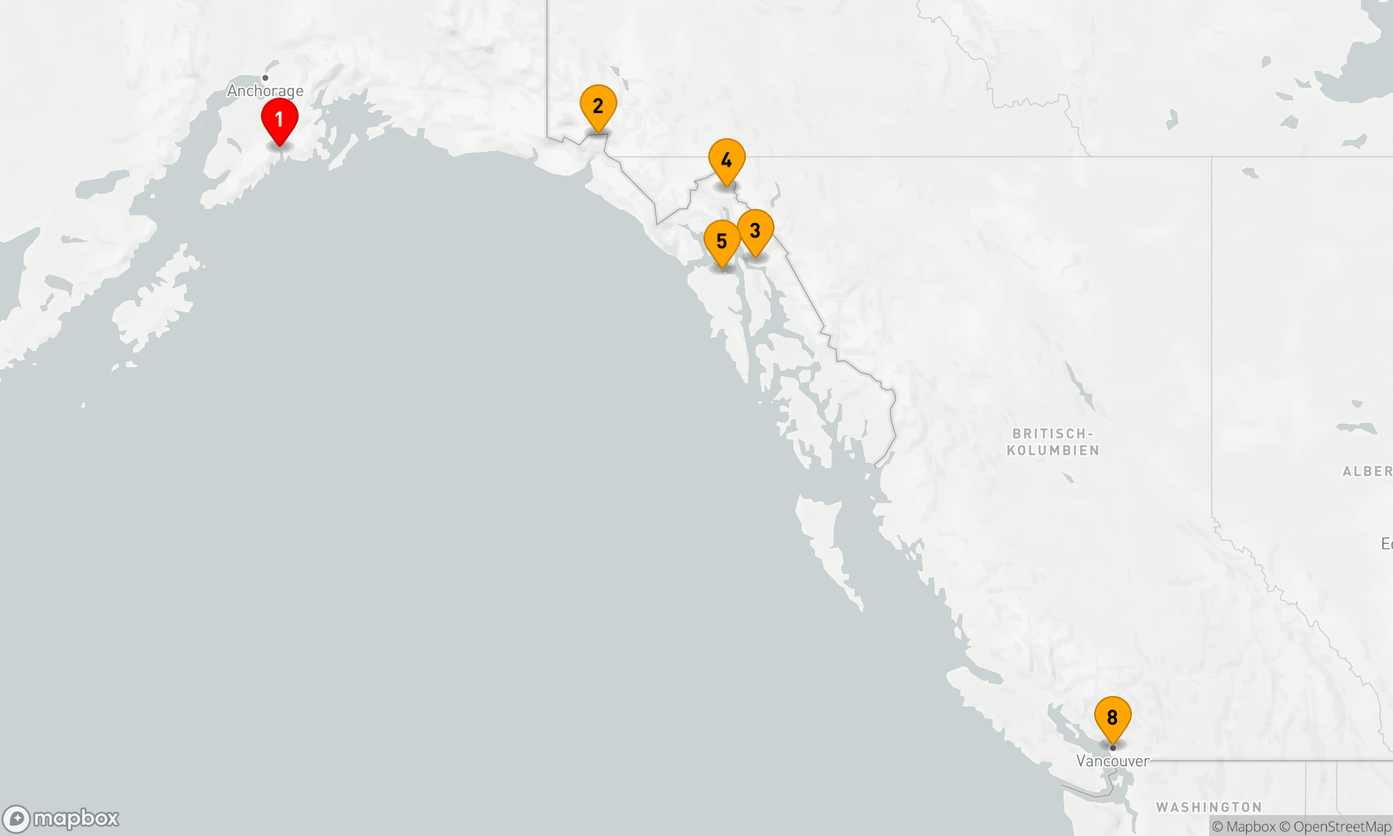 Route 7 Nächte - SÜDWÄRTS ALASKA & HUBBARD GLETSCHER