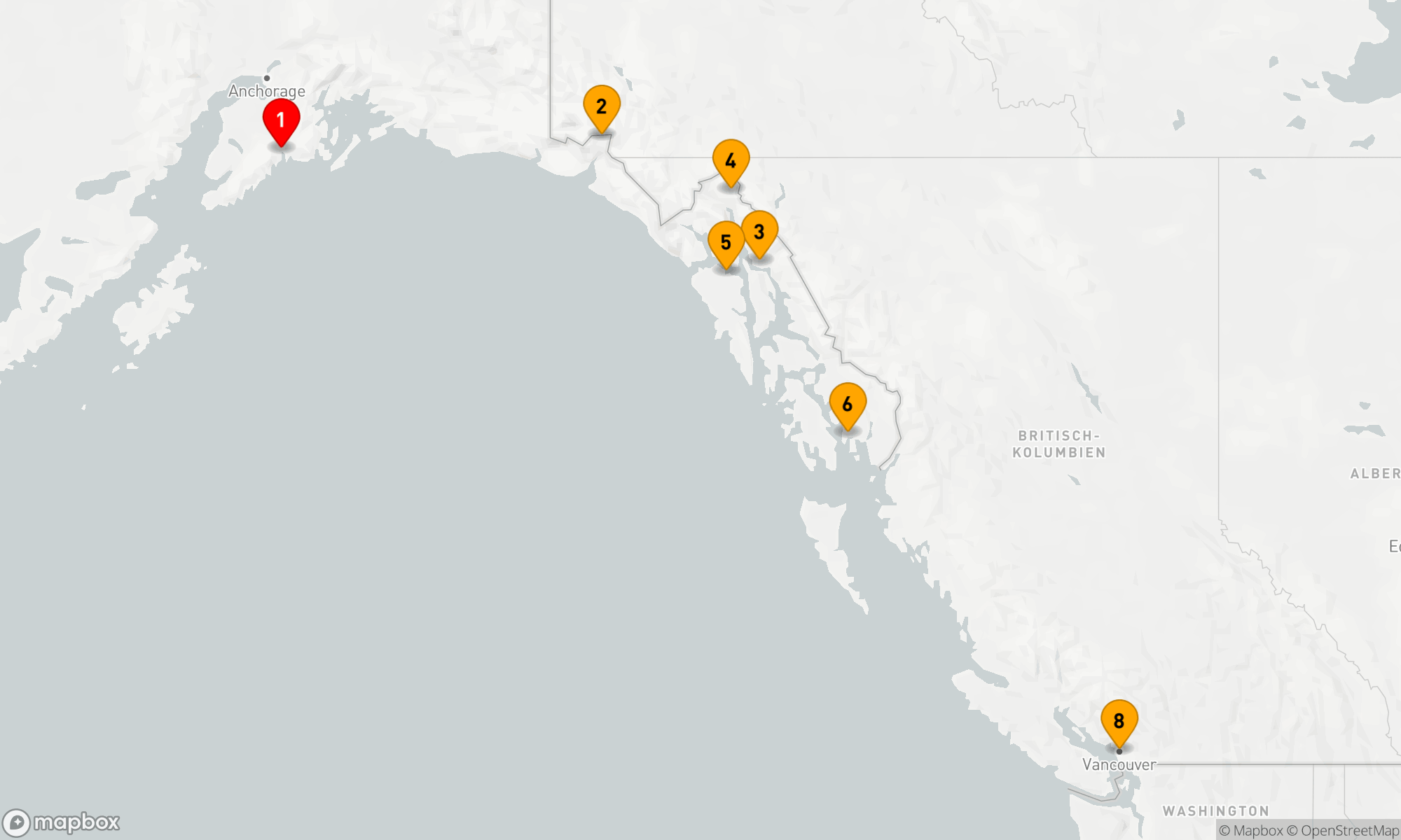 Route 7 Nächte - SÜDWÄRTS ALASKA & HUBBARD GLETSCHER