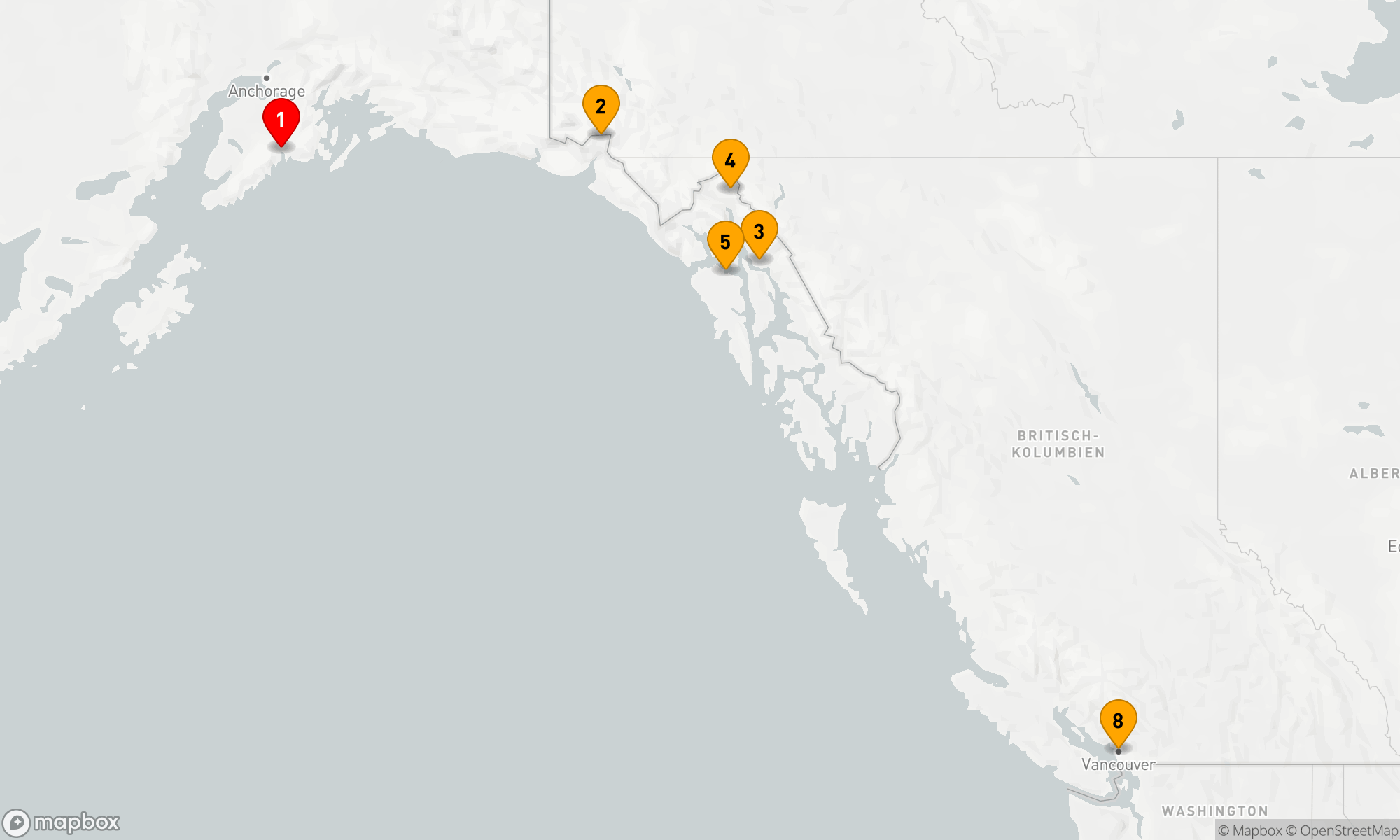 Route 7 Nächte - SÜDWÄRTS ALASKA & HUBBARD GLETSCHER