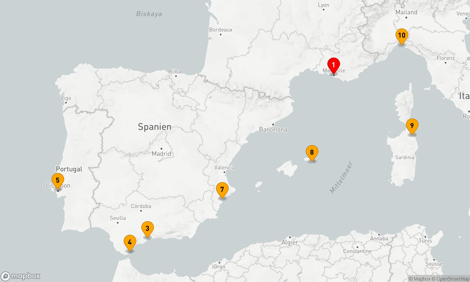 Route 10 Nächte - Mediterrane Entdeckungen und Atlantische Abenteuer