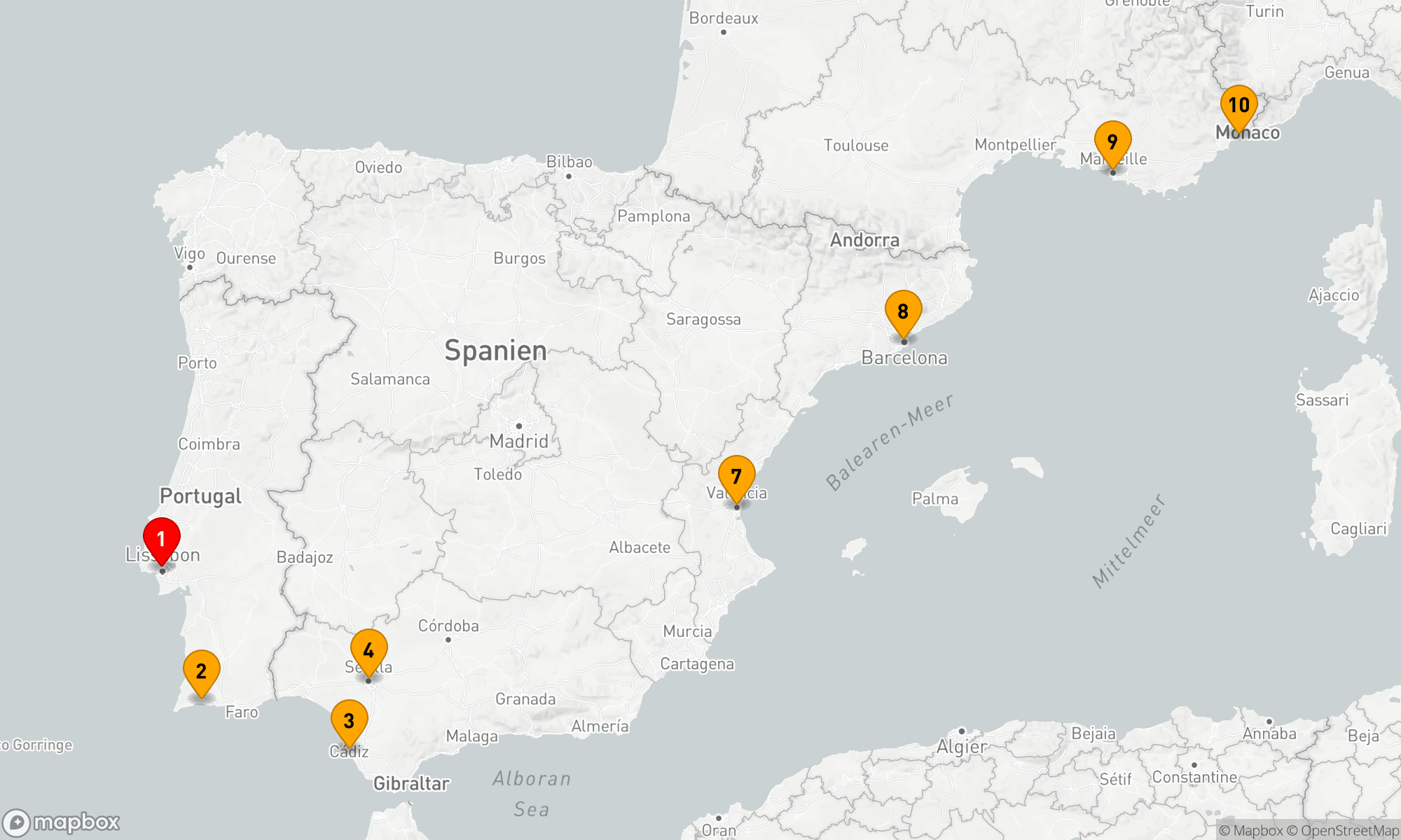 Route 9 Nächte - Perlen der iberischen und französischen Küste