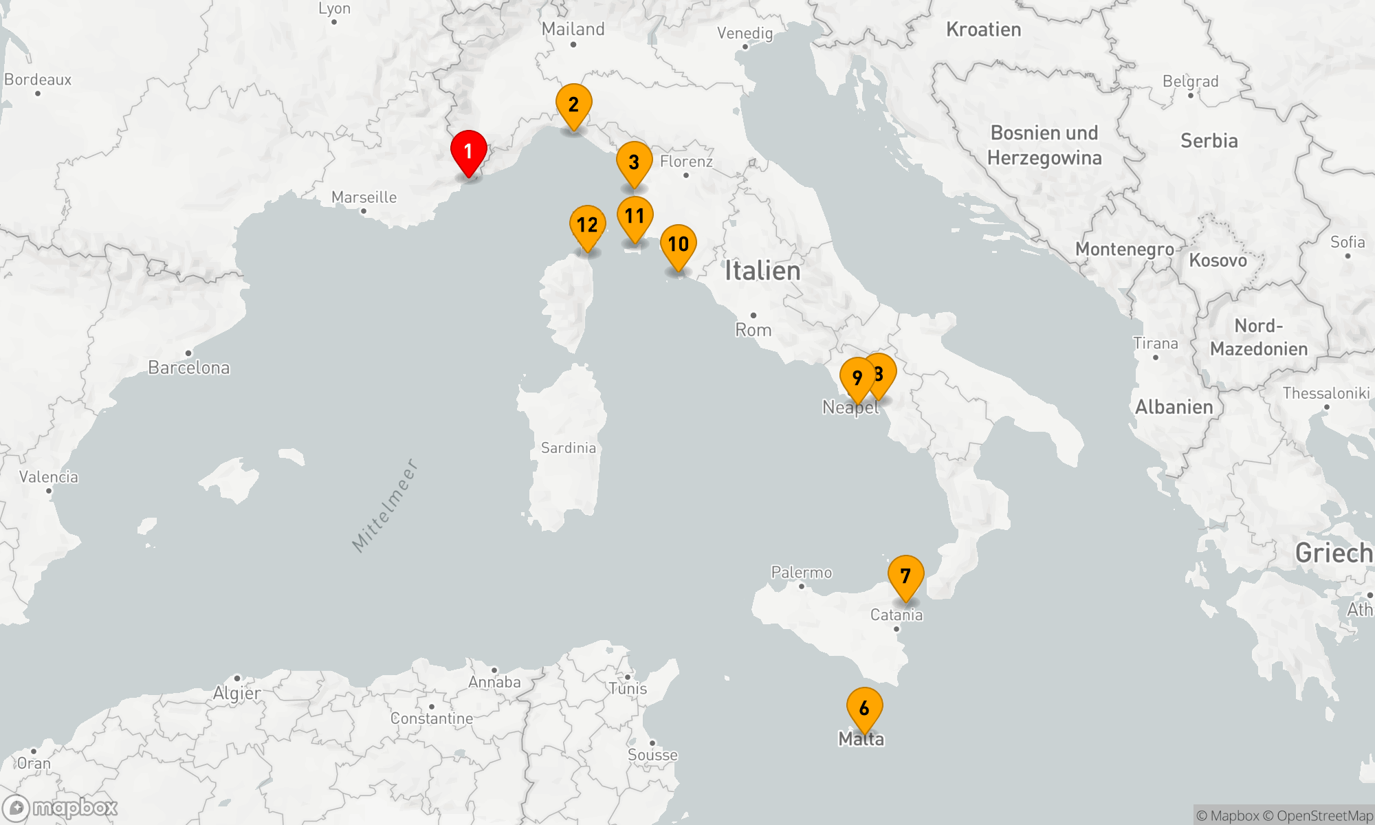 Route 12 Nächte - Mittelmeerzauber: Kultur und Küste entdecken