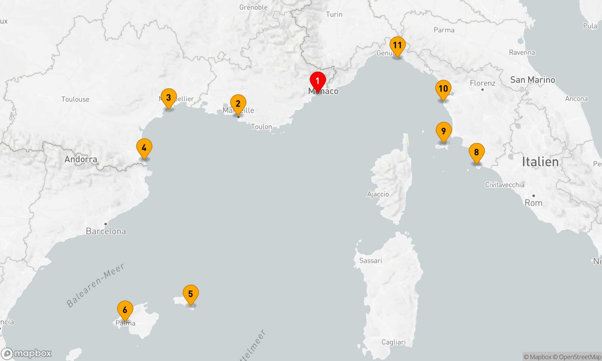 Route 11 Nächte - Mittelmeer-Zauberreise ab Villefranche