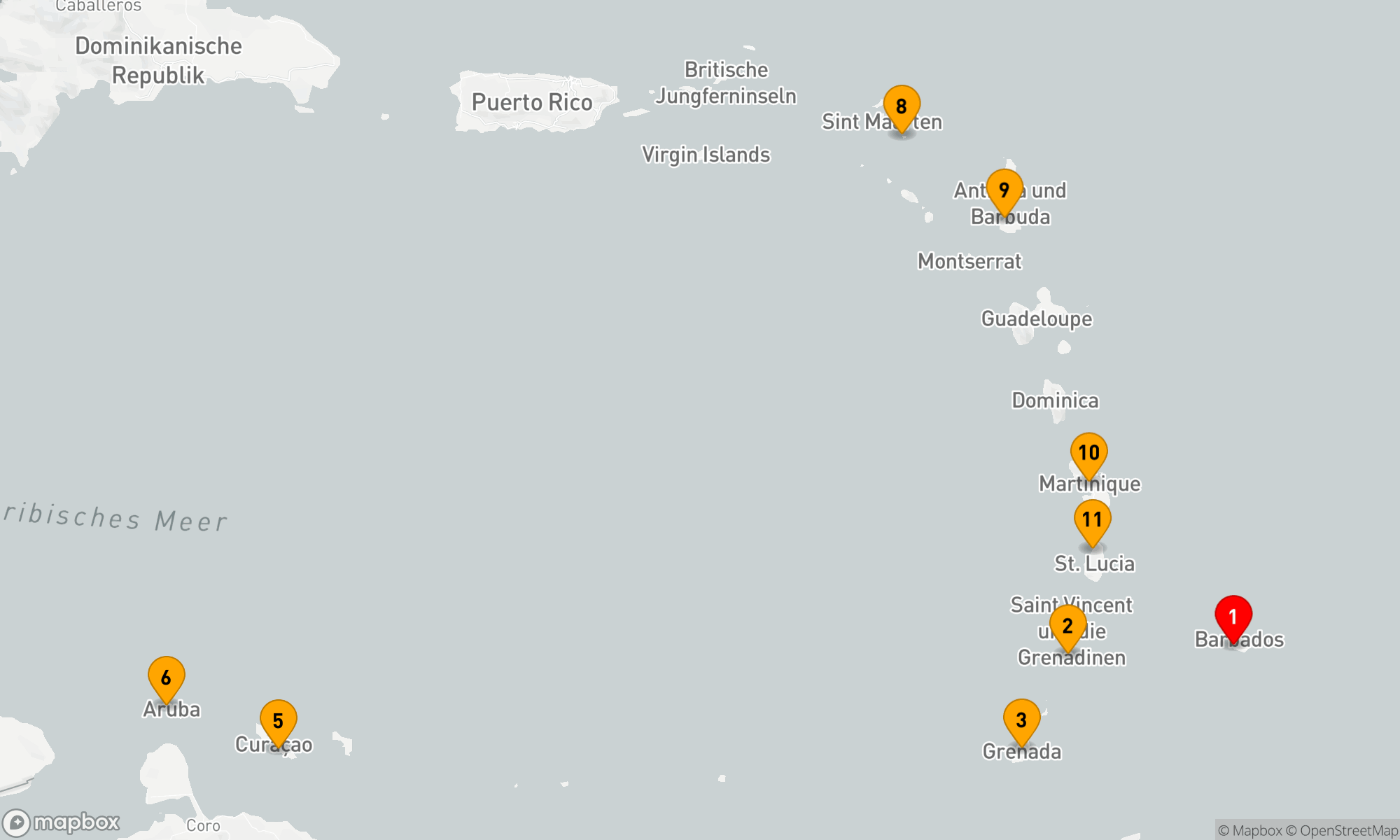 Route 11 Nächte - Karibische Inselträume: Entdeckungsreise durch türkisfarbene Paradiese