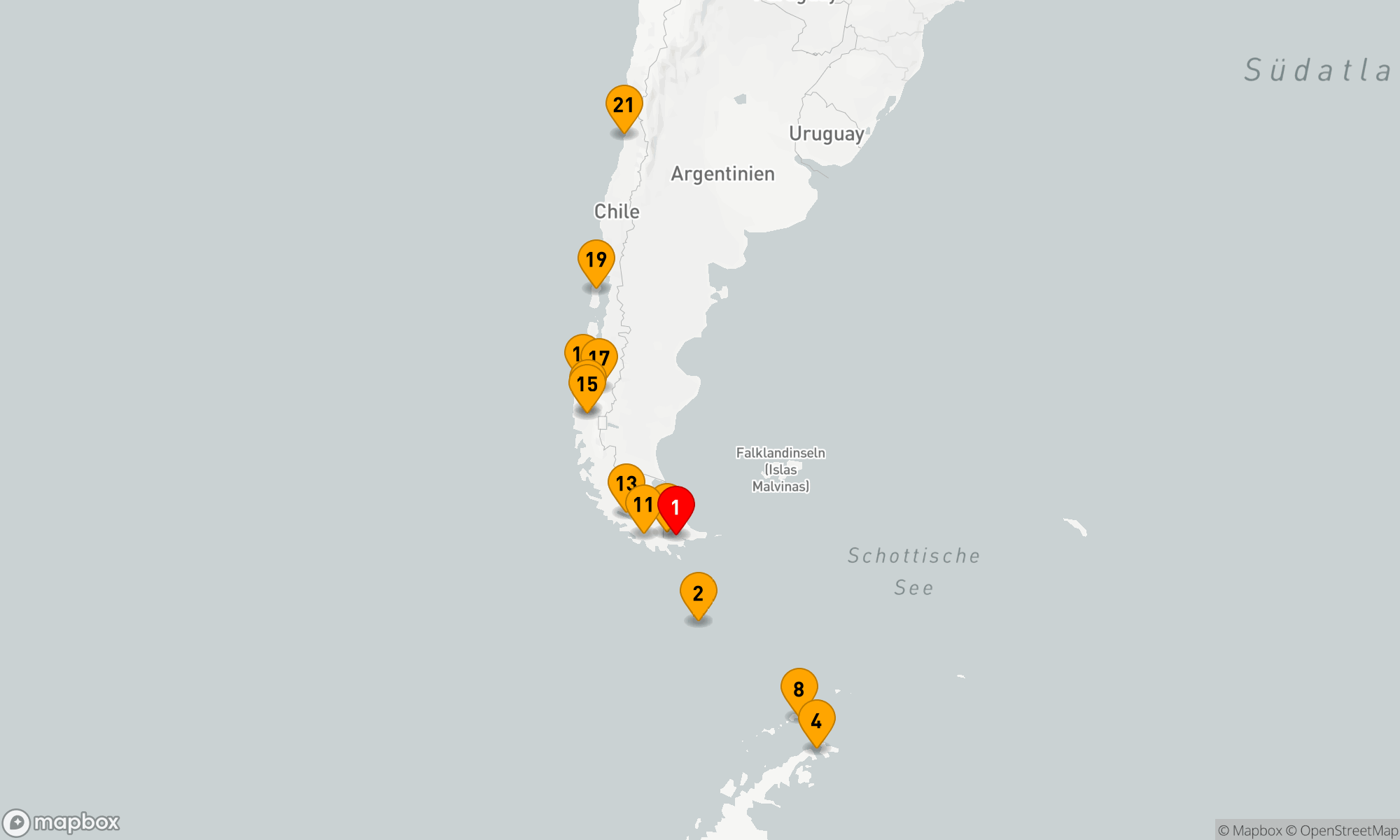 Route 21 Nächte - Antarktische Abenteuer und Chilenische Fjorde