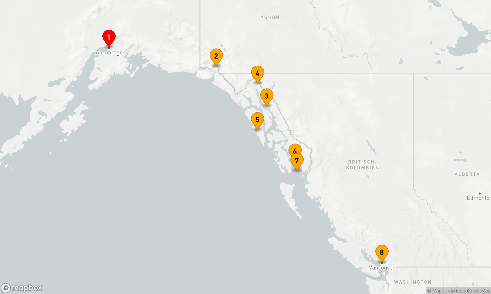 Route 7 Nächte - Alaska Glanz und Gletscher Entdeckung