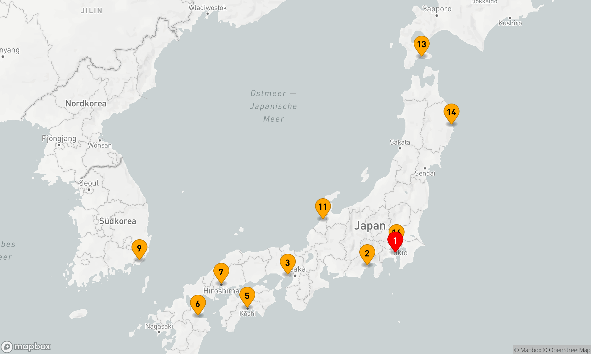 Route 15 Nächte - Kultur- und Naturwunder Japans und Koreas