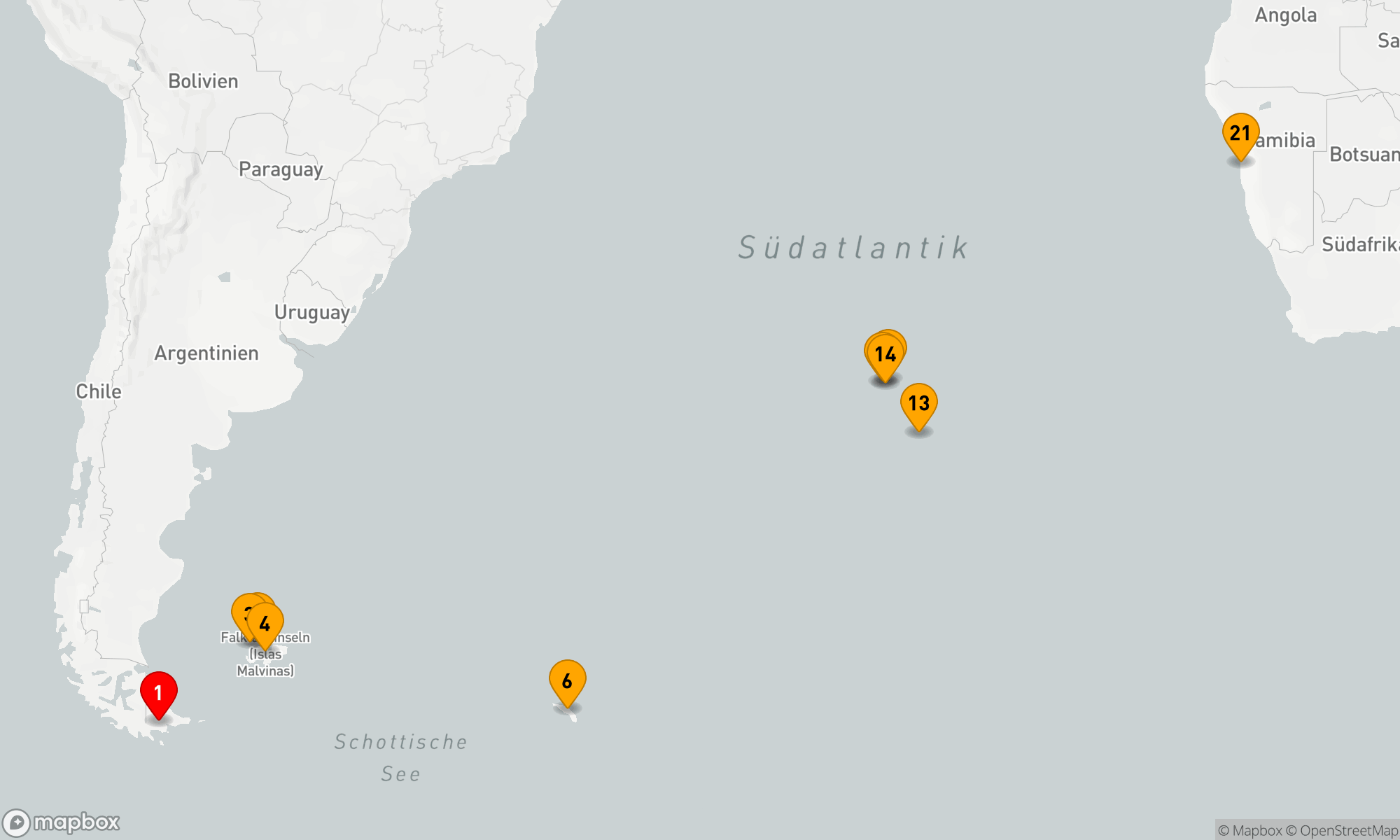 Route 21 Nächte - Von Feuerland zum Atlantischen Juwel: Entdeckungstour im Südatlantik