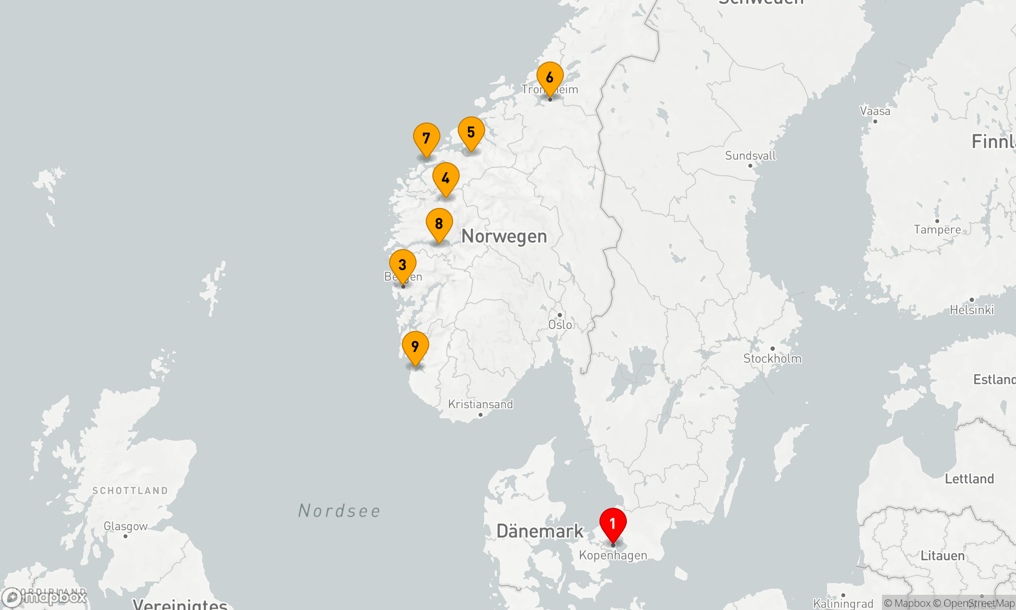 Route 10 Nächte - Nordische Eleganz: Fjorde & Küstenwunder