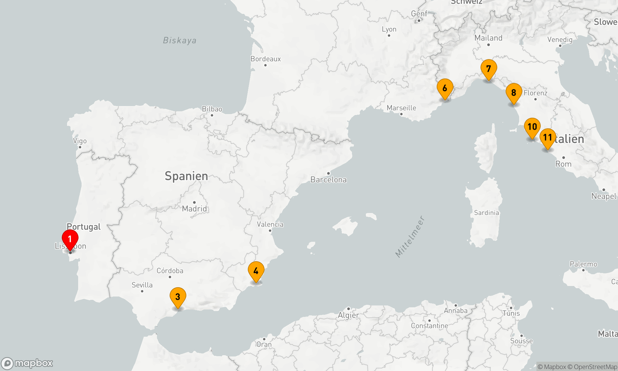 Route 10 Nächte - Mittelmeerzauber: Von Lissabon nach Rom