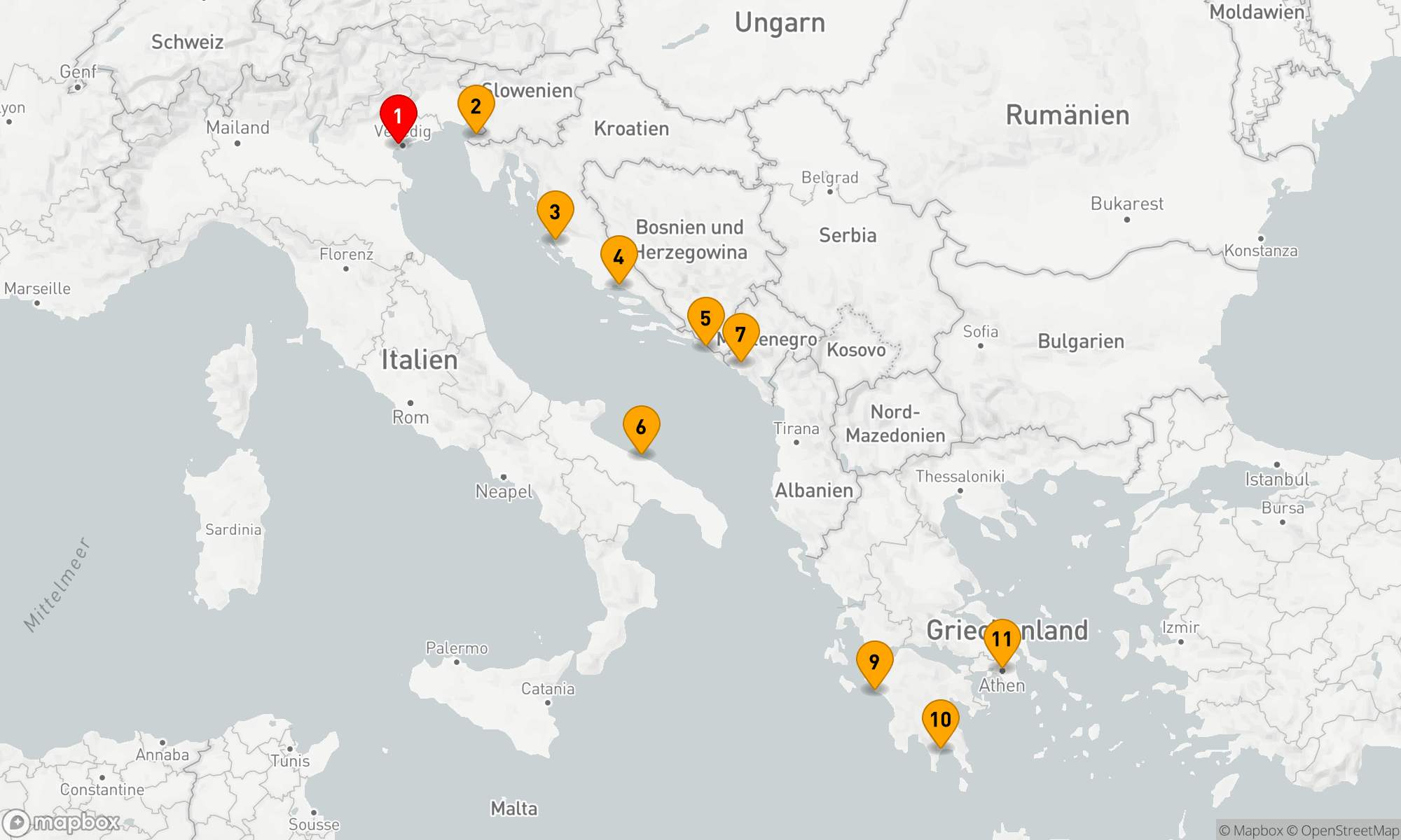 Route 10 Nächte - Adriatische Entdeckungsfahrt