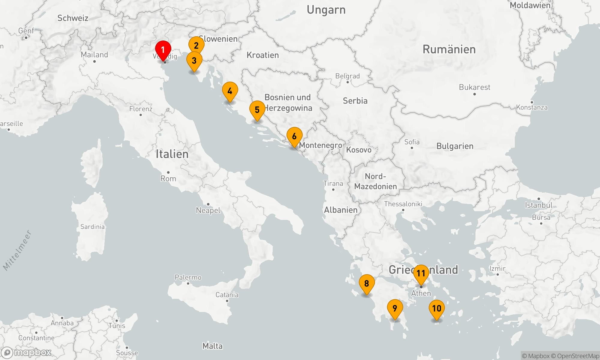 Route 10 Nächte - Adriatische und Ägäische Entdeckungsreise
