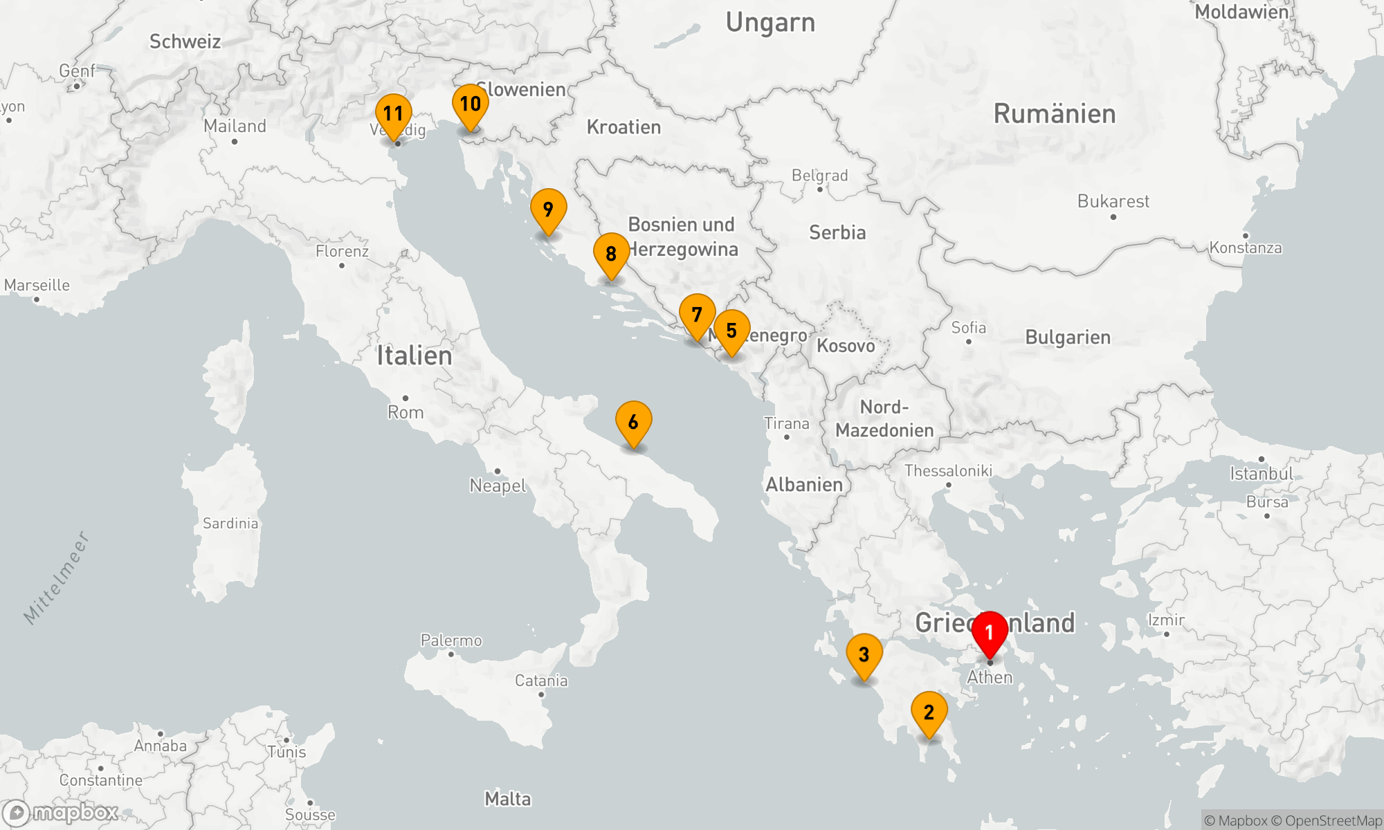 Route 10 Nächte - Adriatische Wunderreise