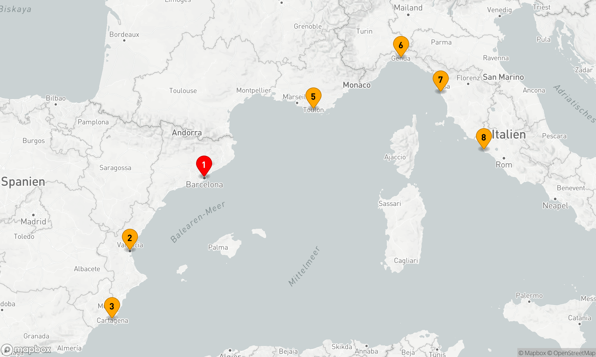 Route 7 Nächte - Mittelmeer-Gourmet-Entdeckungsreise